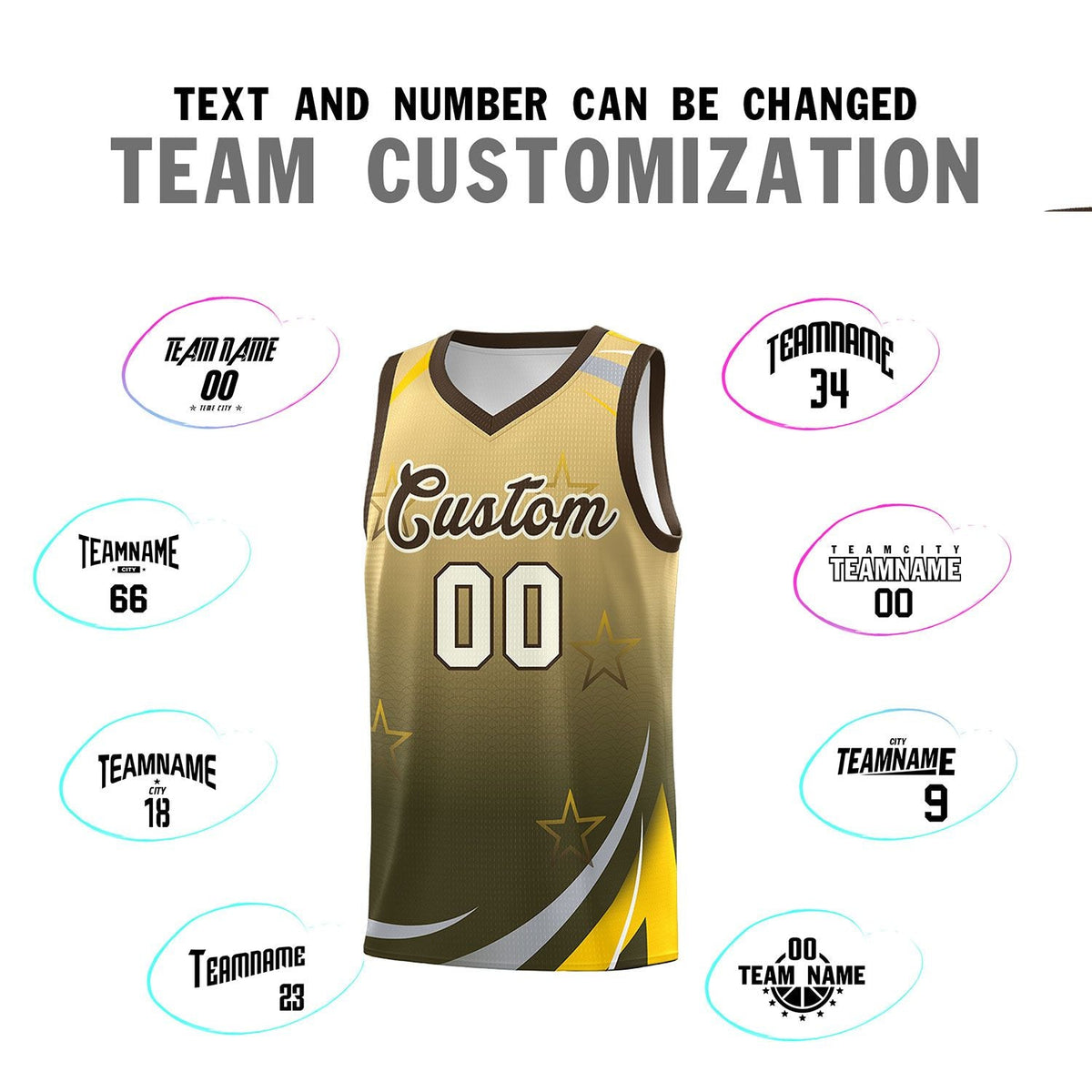 Custom Khaki Olive Gradient Star Graffiti Pattern Sports Uniform Basketball Jersey Limited