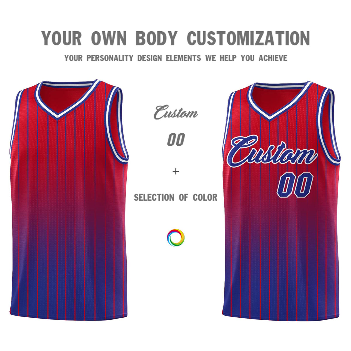Custom Red Royal Gradient Fashion Sets Sports Stripe Uniform Basketball Jersey Limited