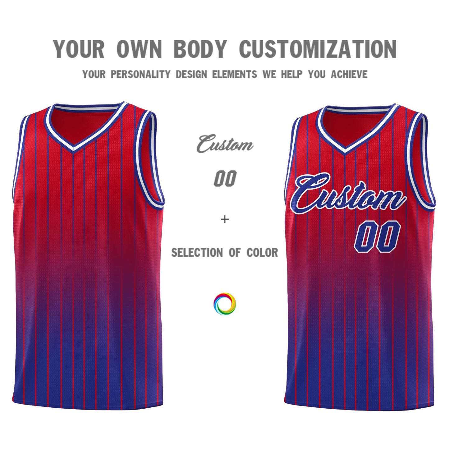 Custom Red Royal Gradient Fashion Sets Sports Stripe Uniform Basketball Jersey Limited