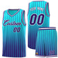 Custom Sky Blue Purple Gradient Fashion Sets Sports Stripe Uniform Basketball Jersey