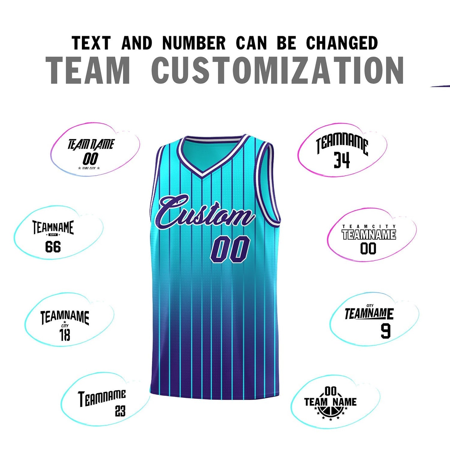 Custom Sky Blue Purple Gradient Fashion Sets Sports Stripe Uniform Basketball Jersey Limited