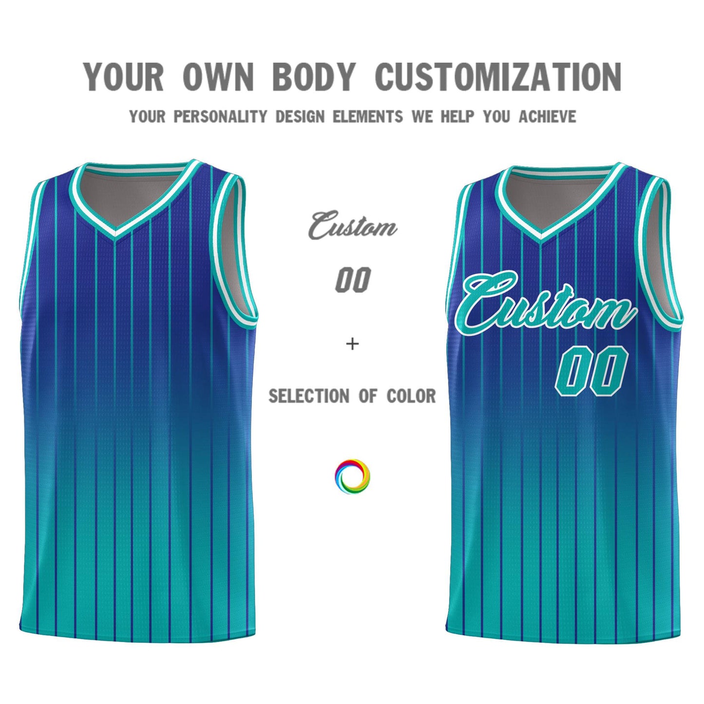 Custom Royal Bright Green Gradient Fashion Sets Sports Stripe Uniform Basketball Jersey Limited