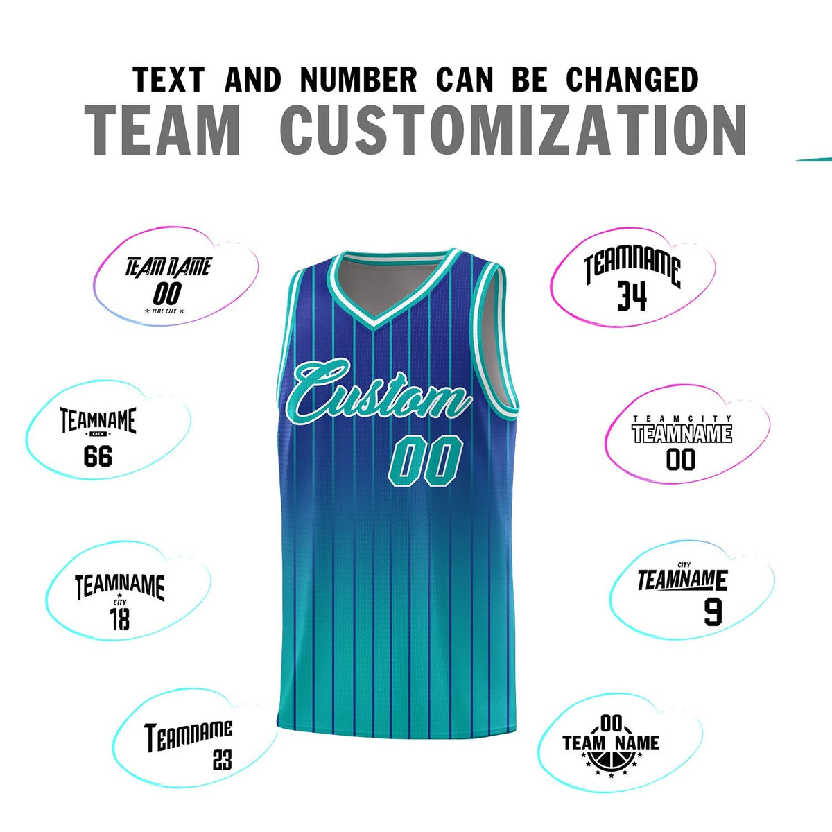 Custom Royal Bright Green Gradient Fashion Sets Sports Stripe Uniform Basketball Jersey Limited
