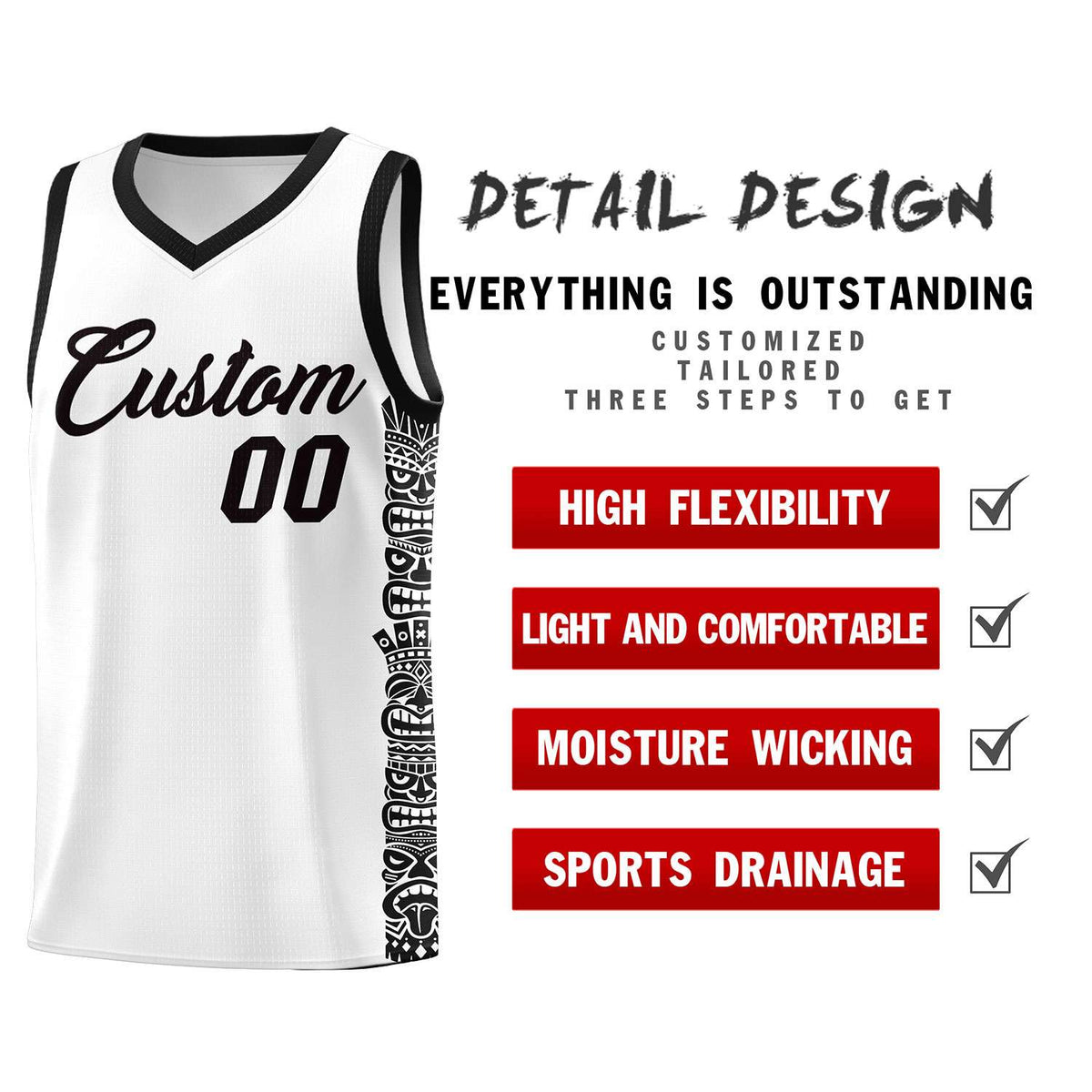 Custom White Black Personalized Indians Pattern Sets Sports Uniform Basketball Jersey Limited