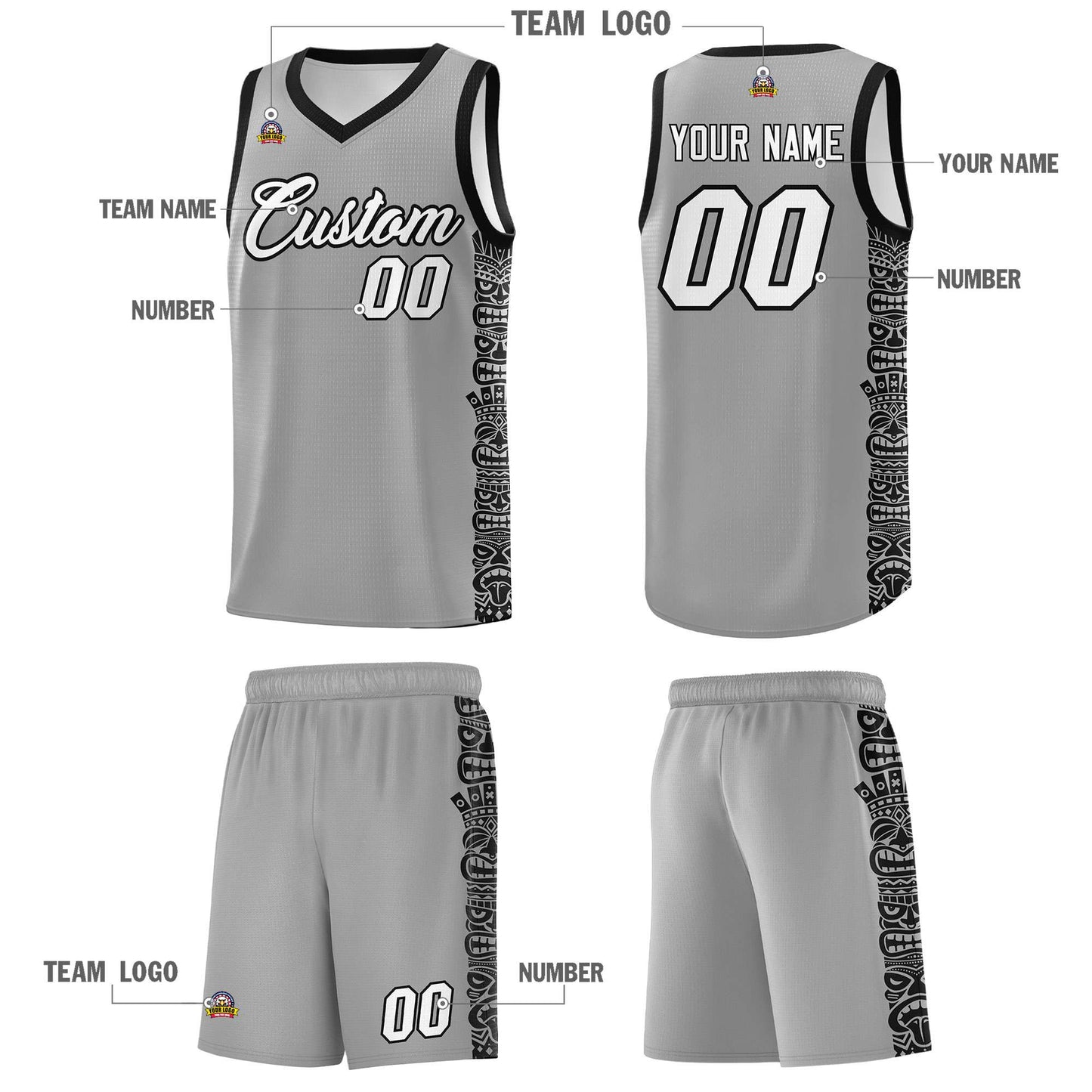 Custom Dark Gray Black Personalized Indians Pattern Sets Sports Uniform Basketball Jersey Limited