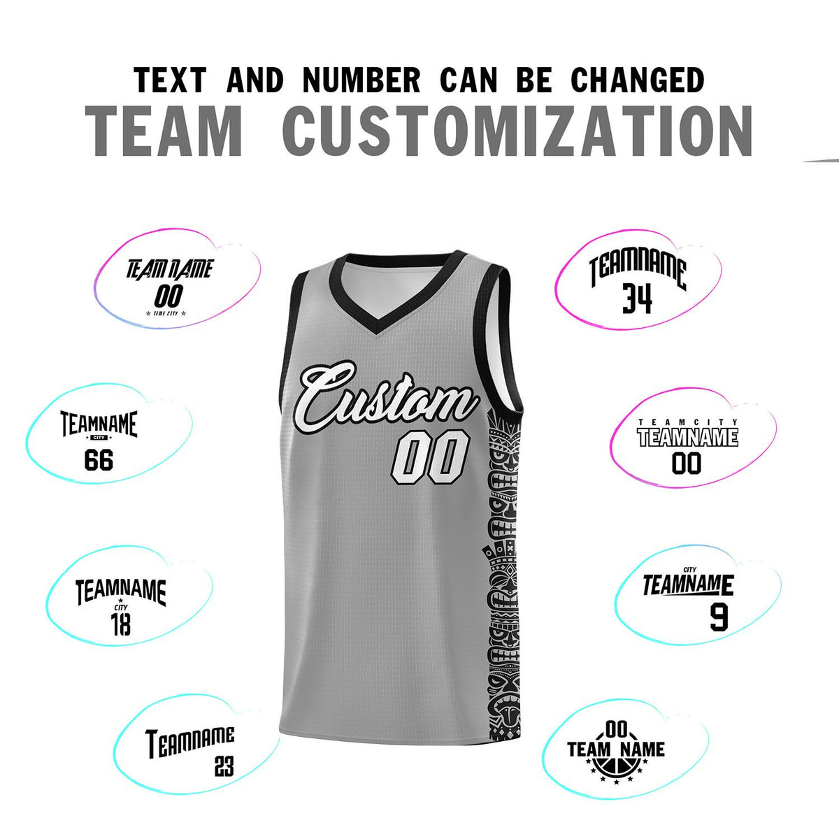 Custom Dark Gray Black Personalized Indians Pattern Sets Sports Uniform Basketball Jersey Limited
