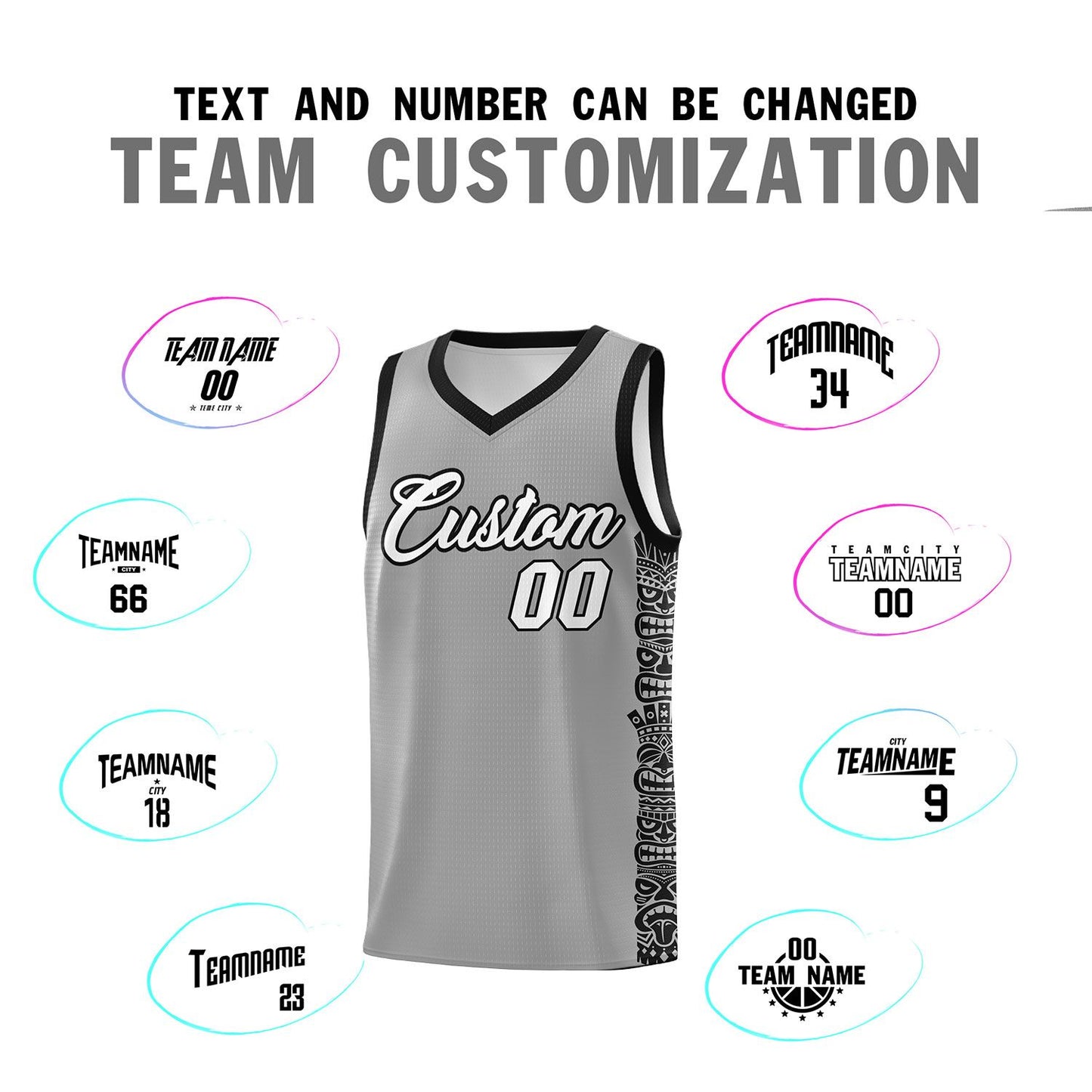 Custom Dark Gray Black Personalized Indians Pattern Sets Sports Uniform Basketball Jersey Limited