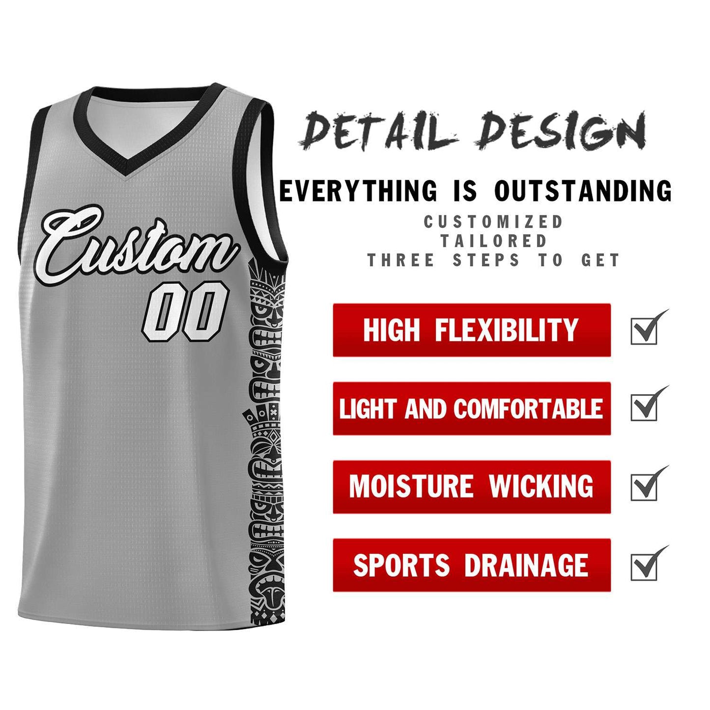 Custom Dark Gray Black Personalized Indians Pattern Sets Sports Uniform Basketball Jersey Limited