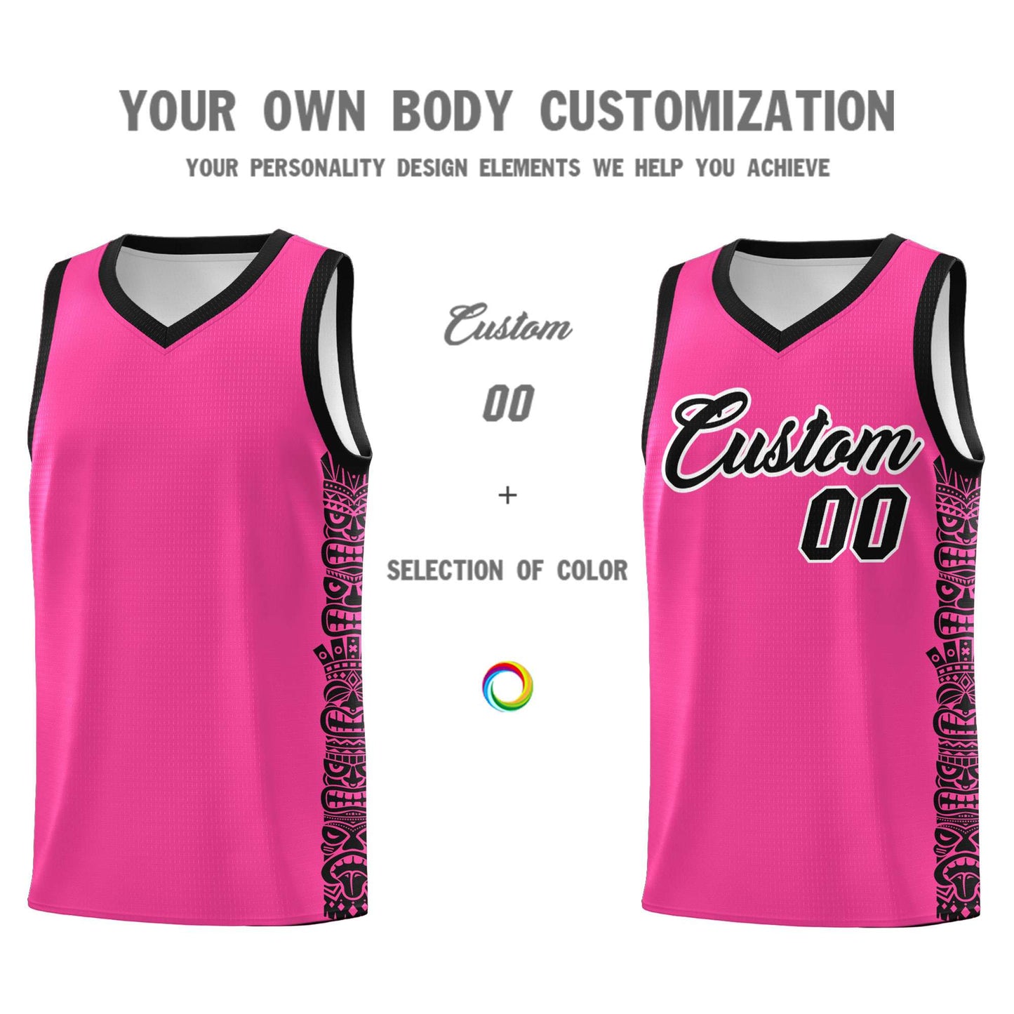 Custom Pink Black Personalized Indians Pattern Sets Sports Uniform Basketball Jersey Limited