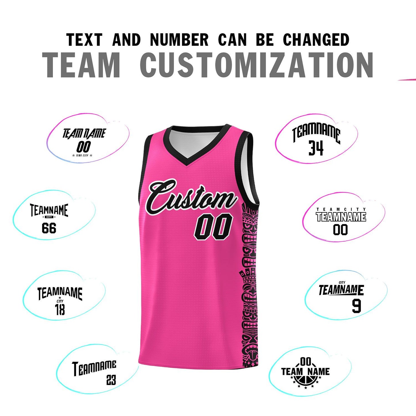 Custom Pink Black Personalized Indians Pattern Sets Sports Uniform Basketball Jersey Limited