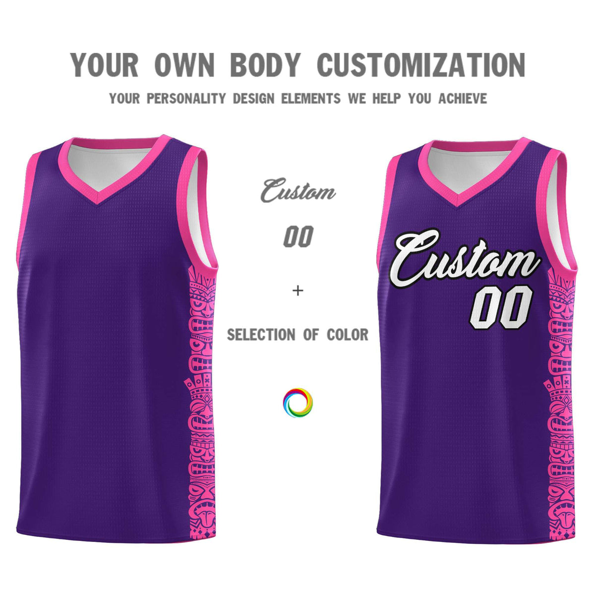 Custom Purple Pink Personalized Indians Pattern Sets Sports Uniform Basketball Jersey Limited