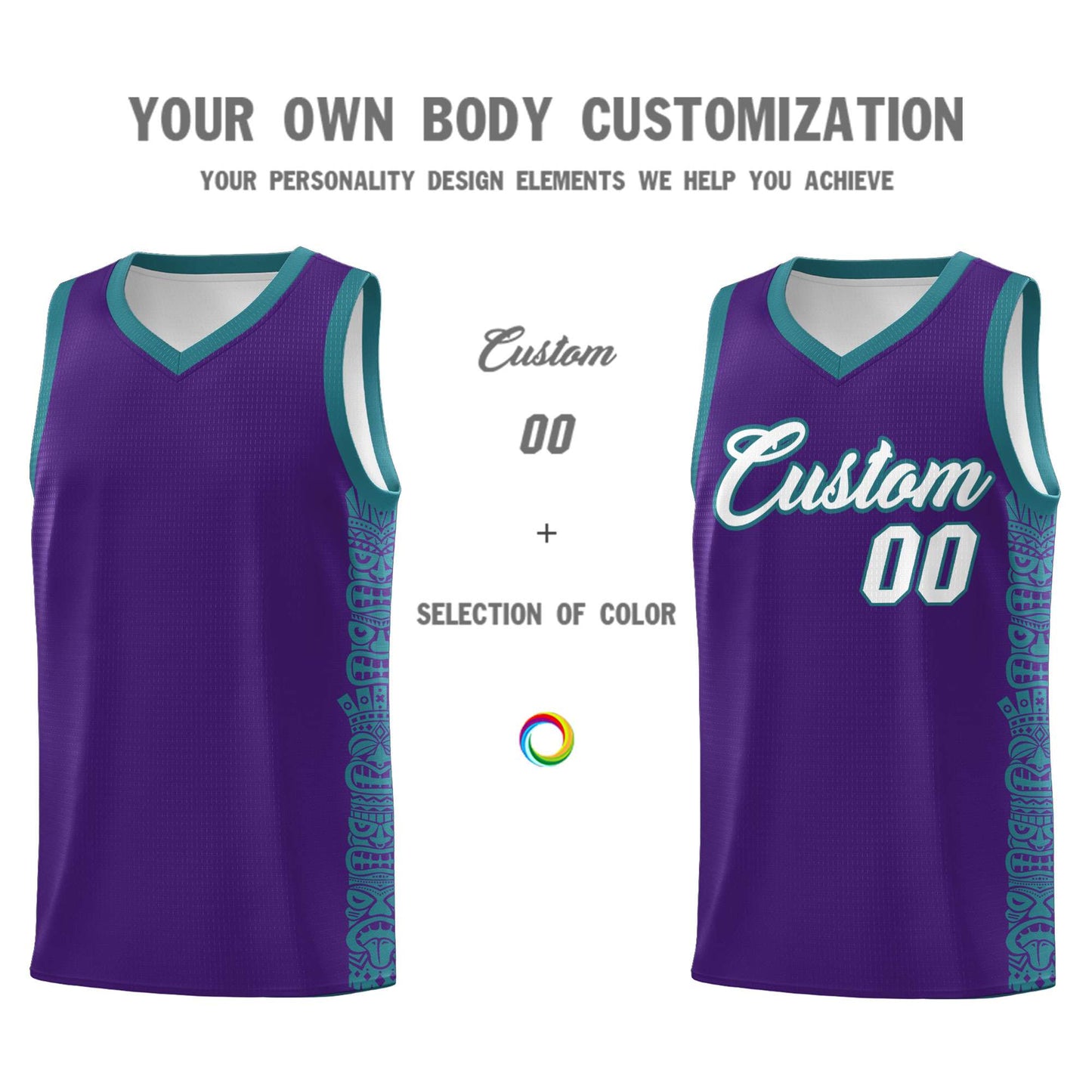 Custom Purple Aqua Personalized Indians Pattern Sets Sports Uniform Basketball Jersey Limited