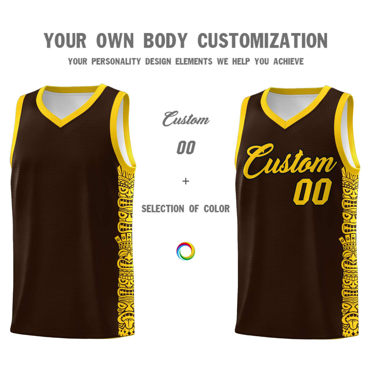 Custom Brown Gold Personalized Indians Pattern Sets Sports Uniform Basketball Jersey Limited