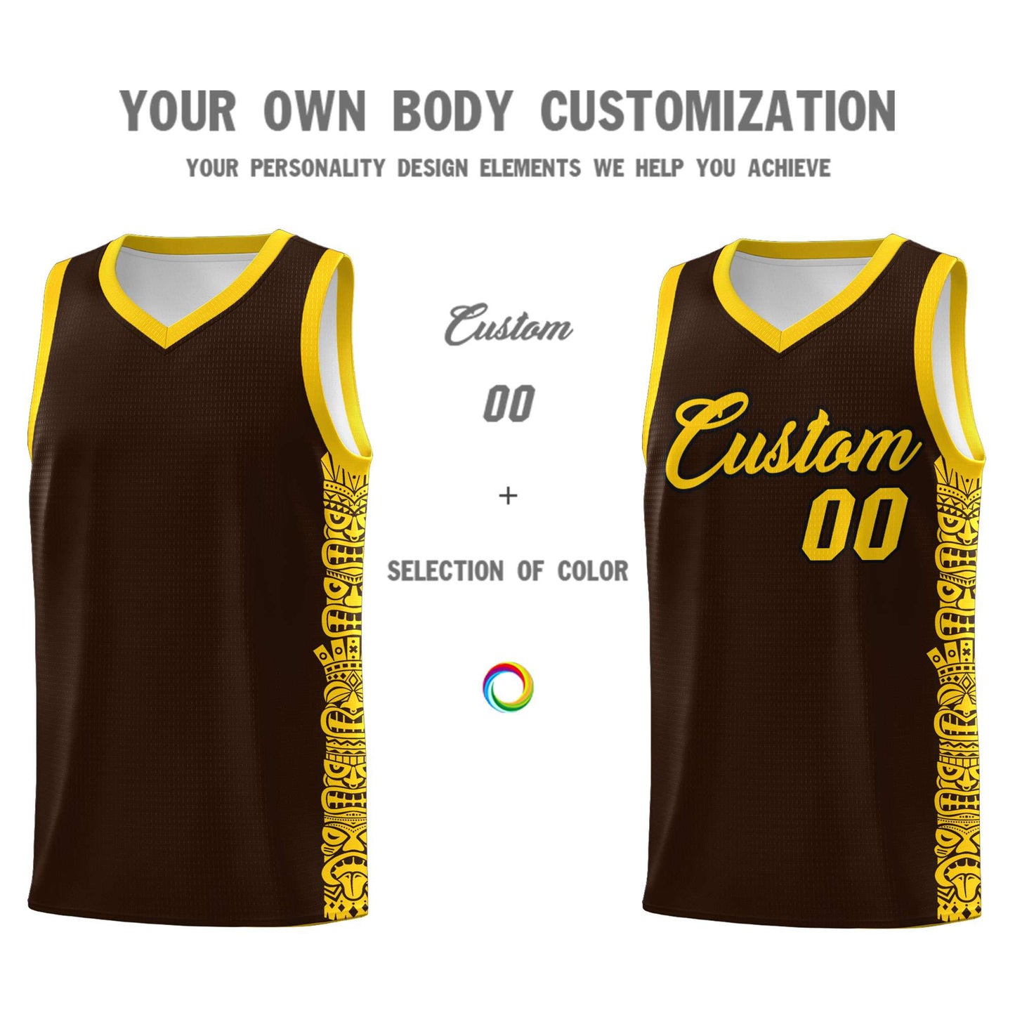 Custom Brown Gold Personalized Indians Pattern Sets Sports Uniform Basketball Jersey Limited