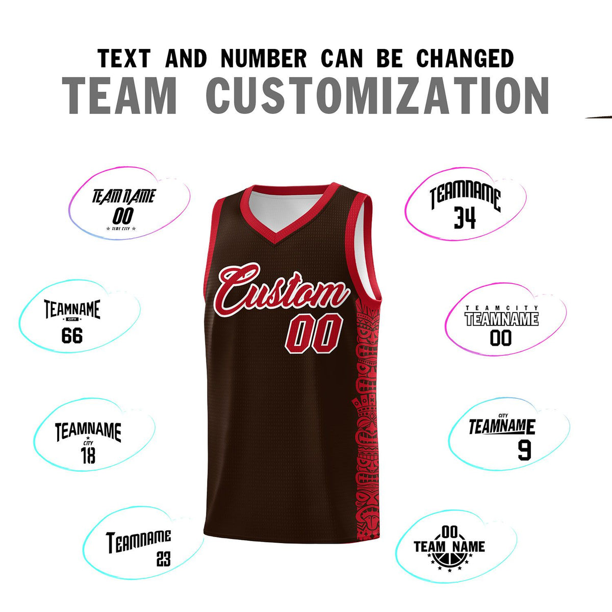 Custom Brown Red Personalized Indians Pattern Sets Sports Uniform Basketball Jersey Limited