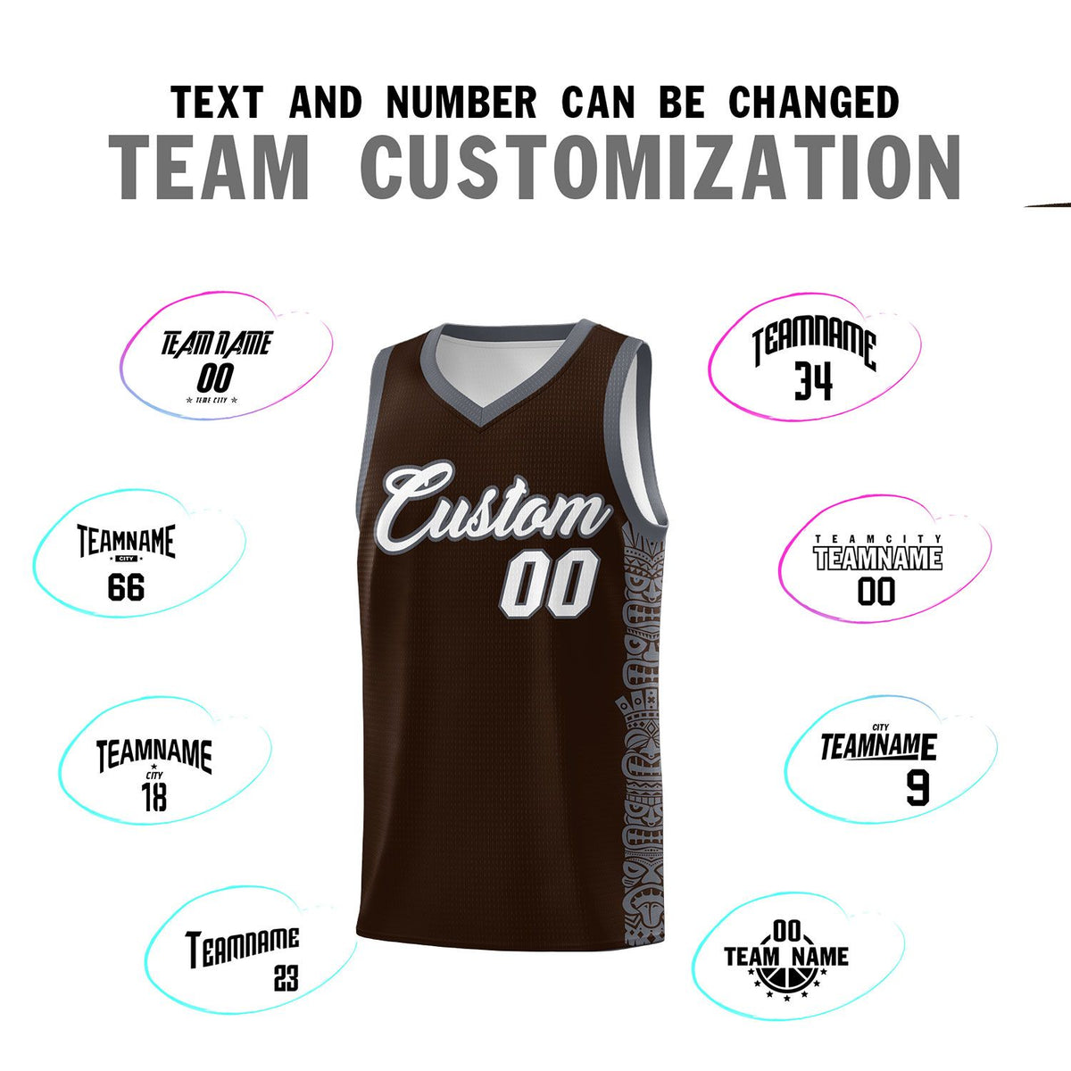 Custom Brown Dark Gray Personalized Indians Pattern Sets Sports Uniform Basketball Jersey Limited