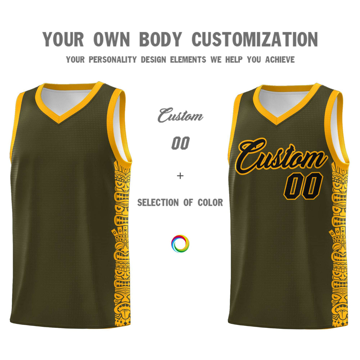 Custom Olive Yellow Personalized Indians Pattern Sets Sports Uniform Basketball Jersey Limited