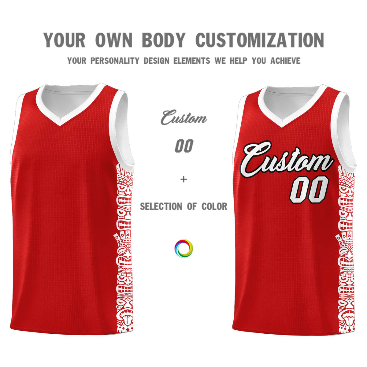 Custom Red White Personalized Indians Pattern Sets Sports Uniform Basketball Jersey Limited