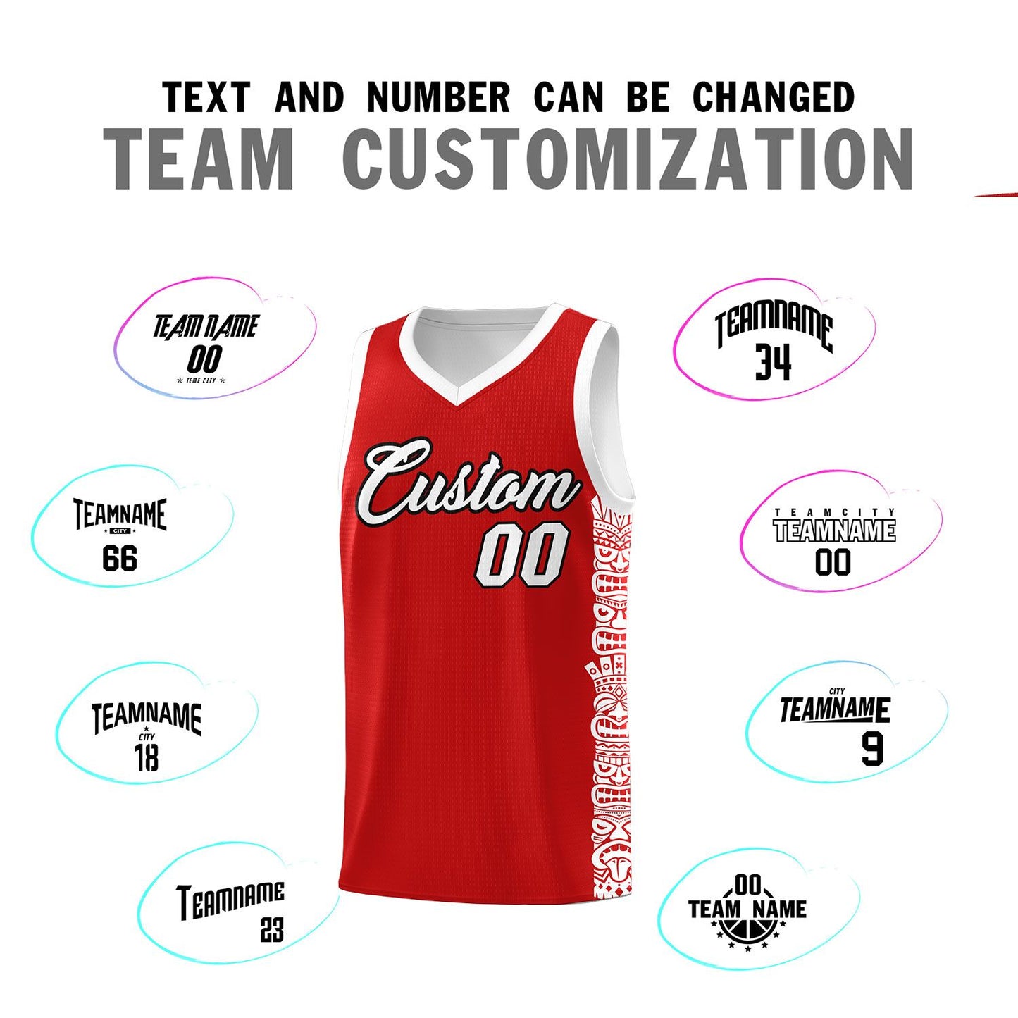 Custom Red White Personalized Indians Pattern Sets Sports Uniform Basketball Jersey Limited