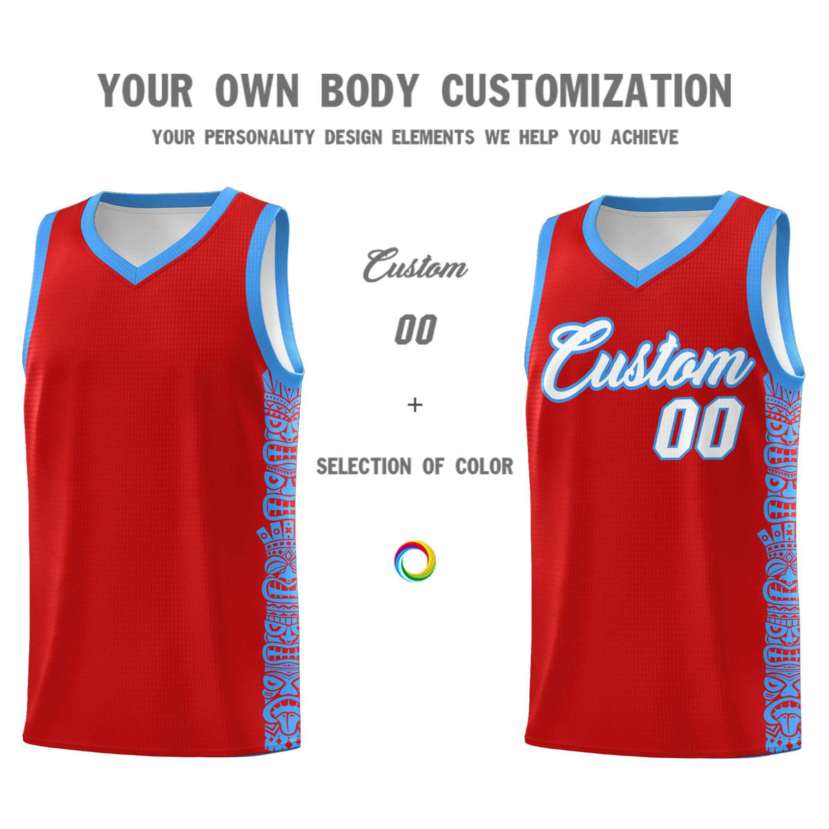 Custom Red Powder Blue Personalized Indians Pattern Sets Sports Uniform Basketball Jersey Limited