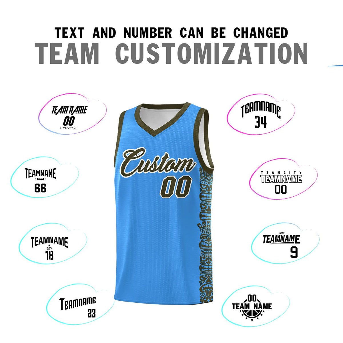 Custom Powder Blue Olive Personalized Indians Pattern Sets Sports Uniform Basketball Jersey Limited