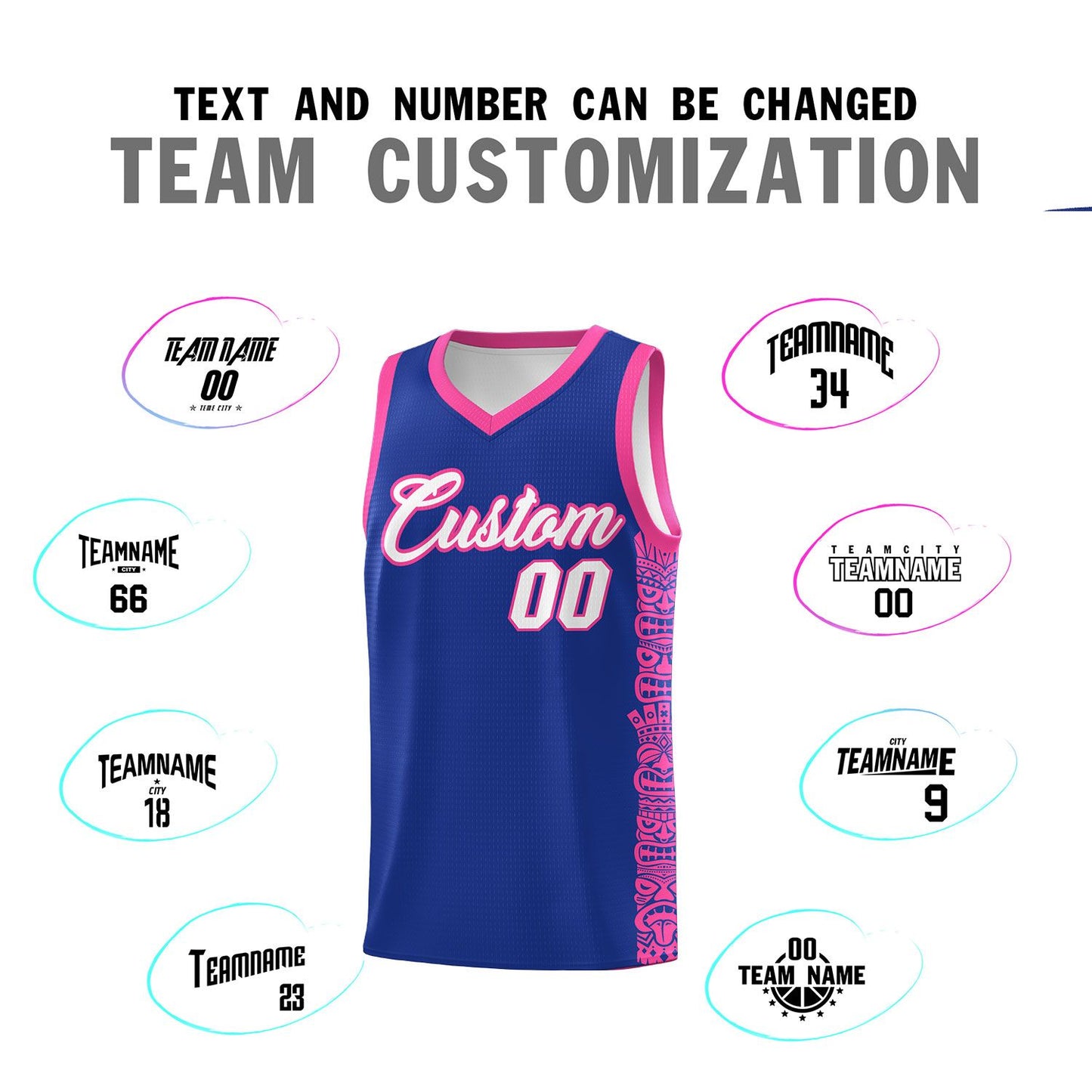 Custom Royal Pink Personalized Indians Pattern Sets Sports Uniform Basketball Jersey Limited