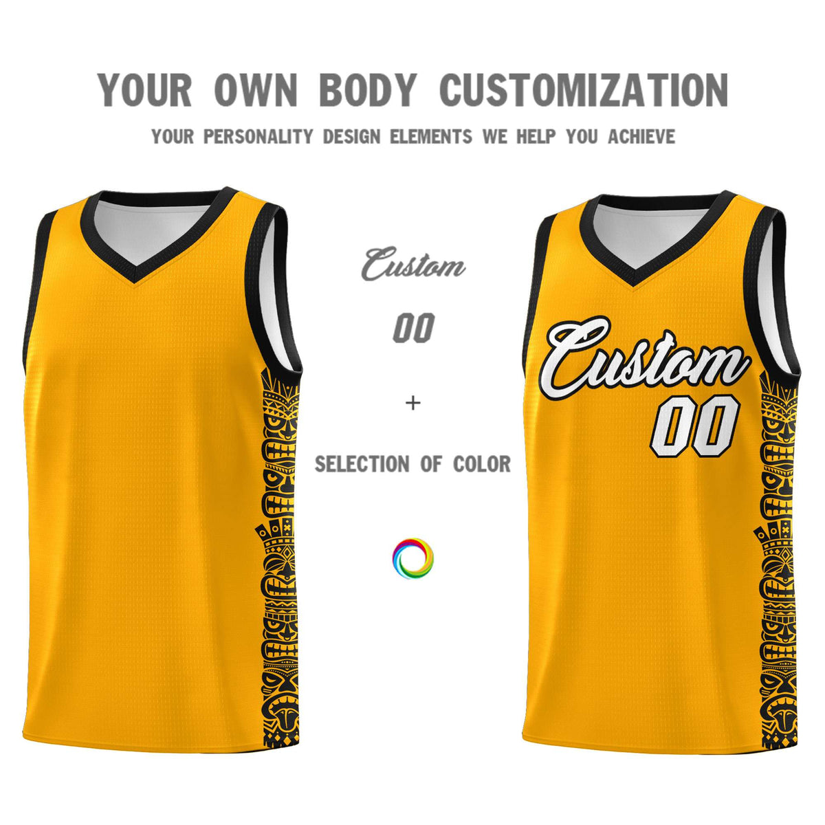 Custom Yellow Black Personalized Indians Pattern Sets Sports Uniform Basketball Jersey Limited