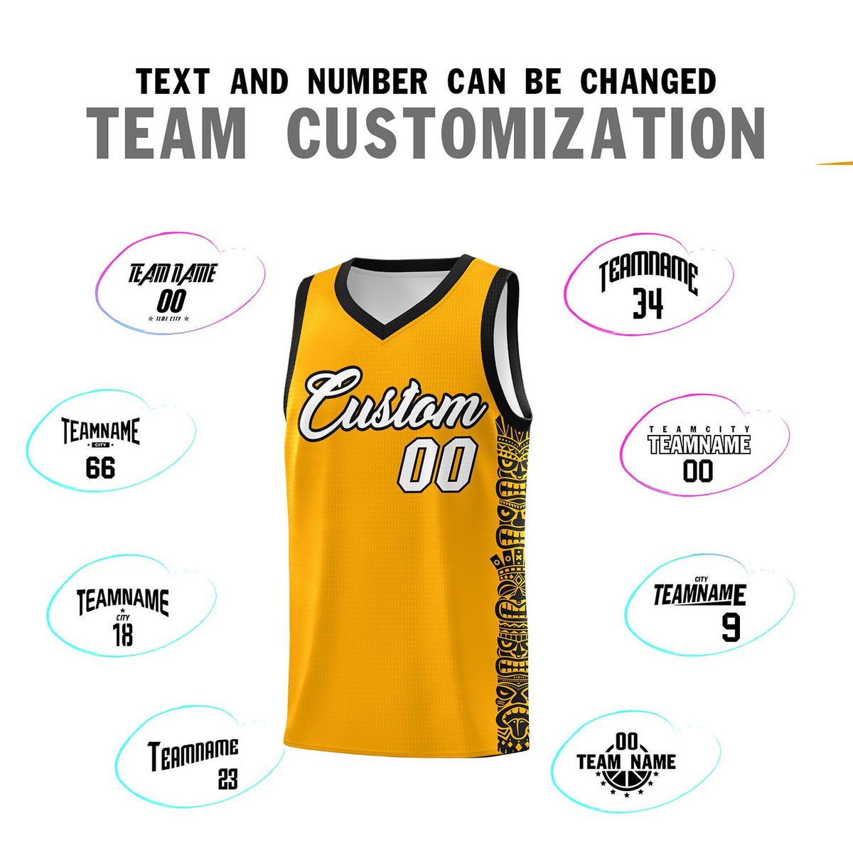 Custom Yellow Black Personalized Indians Pattern Sets Sports Uniform Basketball Jersey Limited