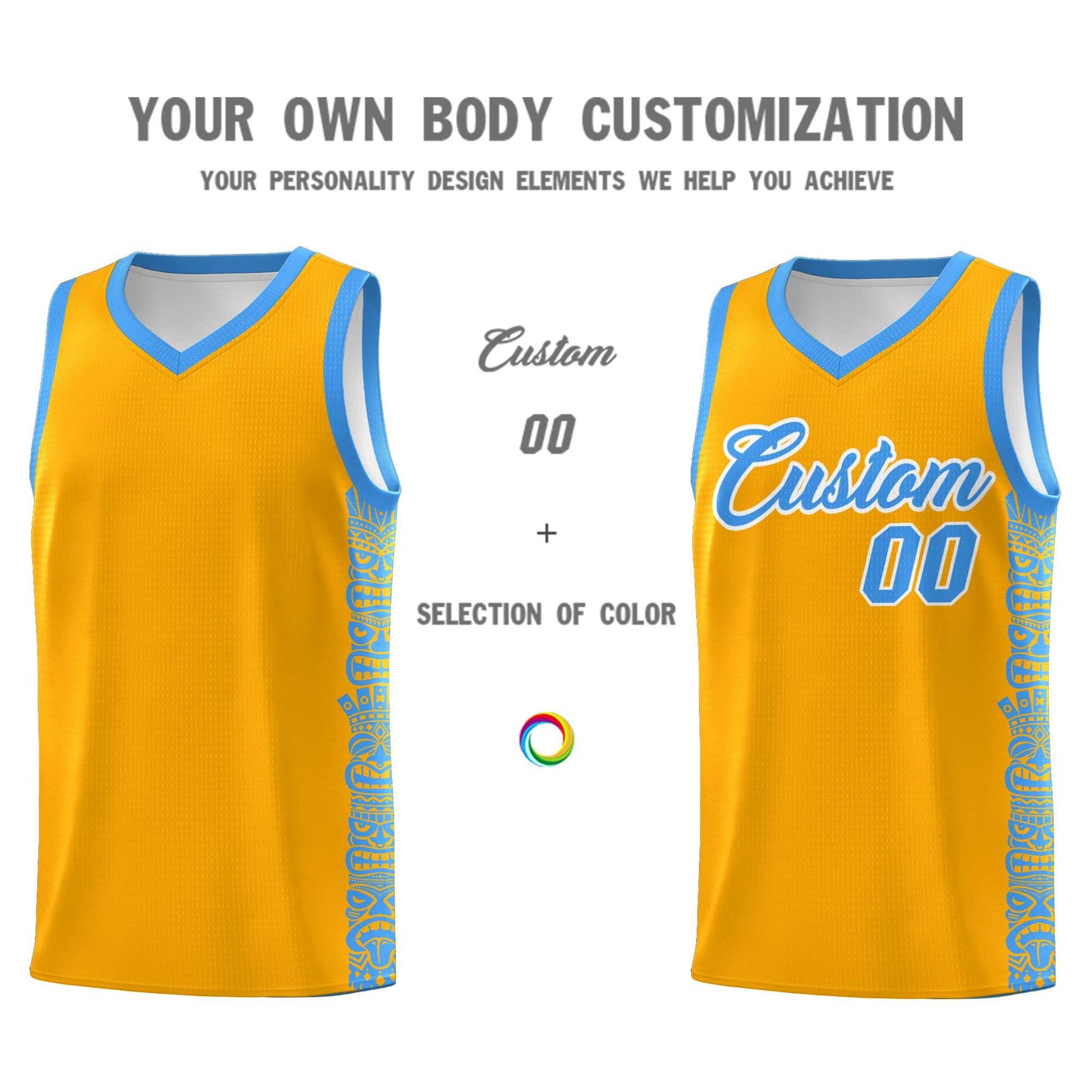 Custom Yellow Powder Blue Personalized Indians Pattern Sets Sports Uniform Basketball Jersey Limited