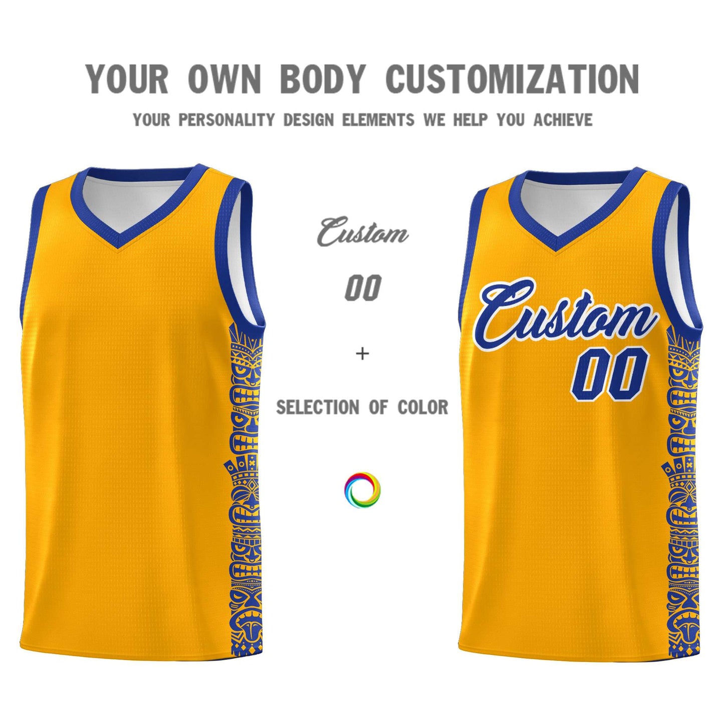 Custom Yellow Royal Personalized Indians Pattern Sets Sports Uniform Basketball Jersey Limited