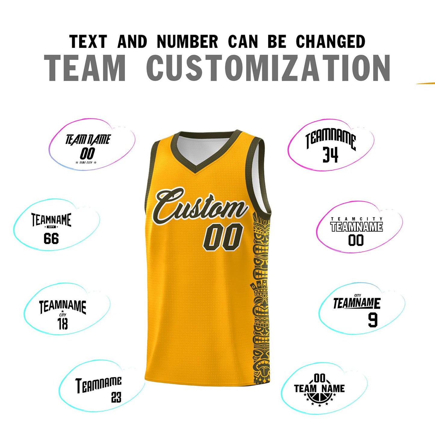 Custom Yellow Olive Personalized Indians Pattern Sets Sports Uniform Basketball Jersey Limited