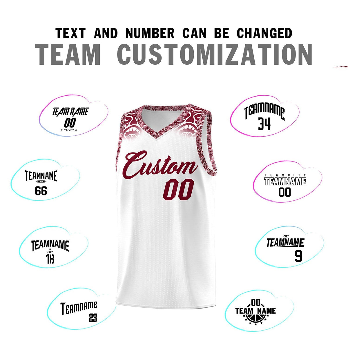 Custom White Crimson Personalized Indians Print Sets Sports Uniform Basketball Jersey Limited