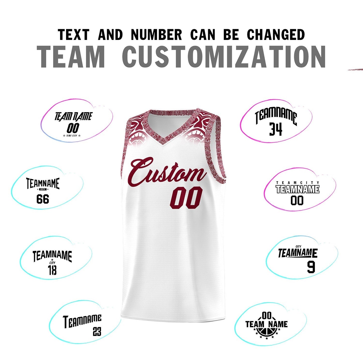 Custom White Crimson Personalized Indians Print Sets Sports Uniform Basketball Jersey Limited