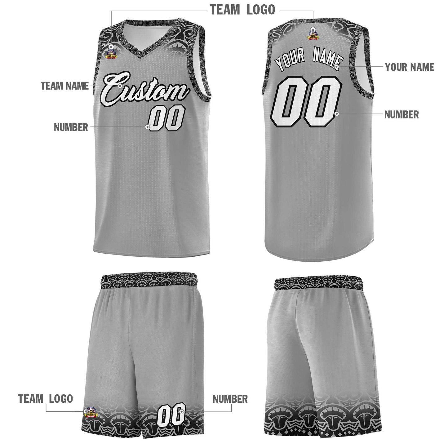 Custom Dark Gray Black Personalized Indians Print Sets Sports Uniform Basketball Jersey Limited