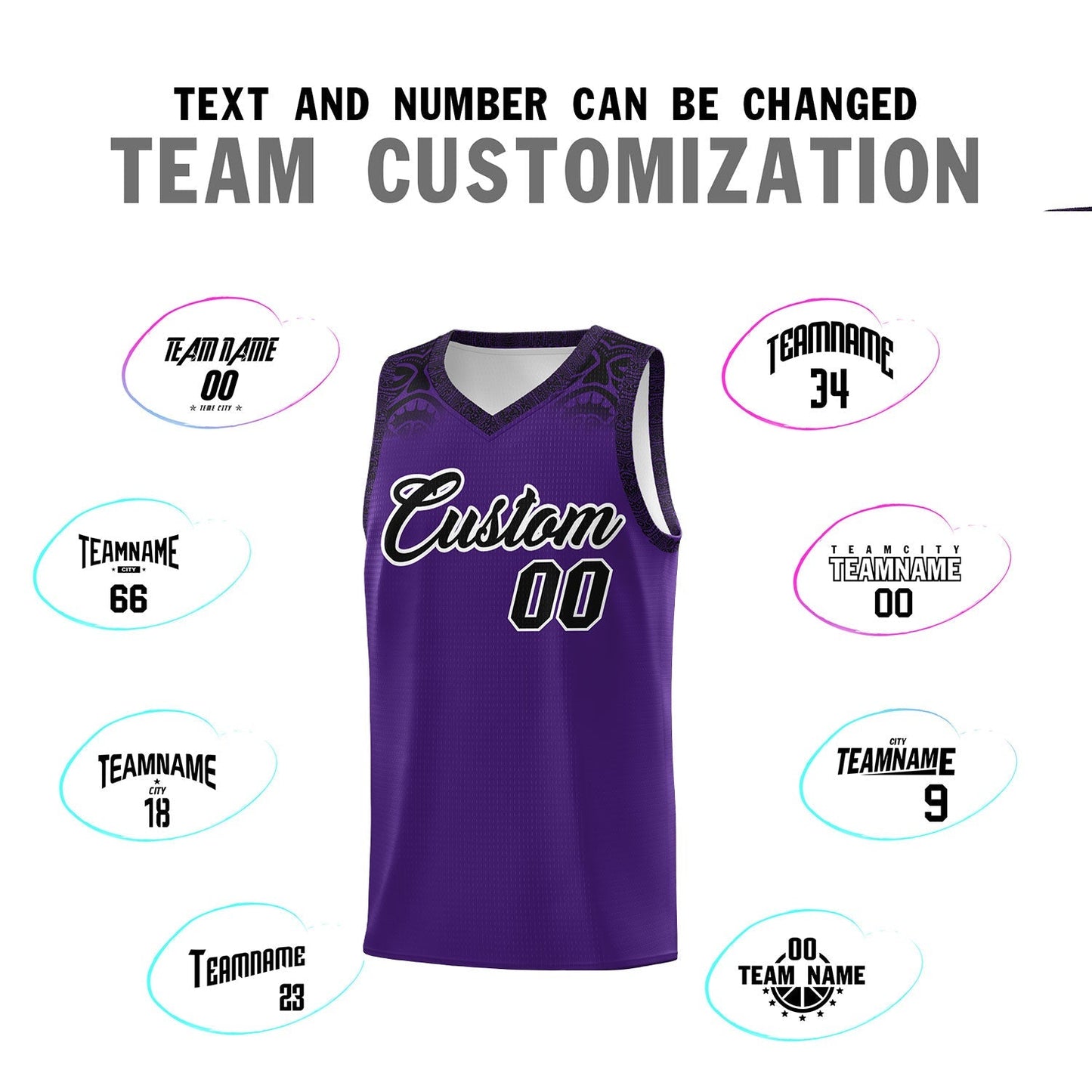 Custom Purple Black Personalized Indians Print Sets Sports Uniform Basketball Jersey Limited