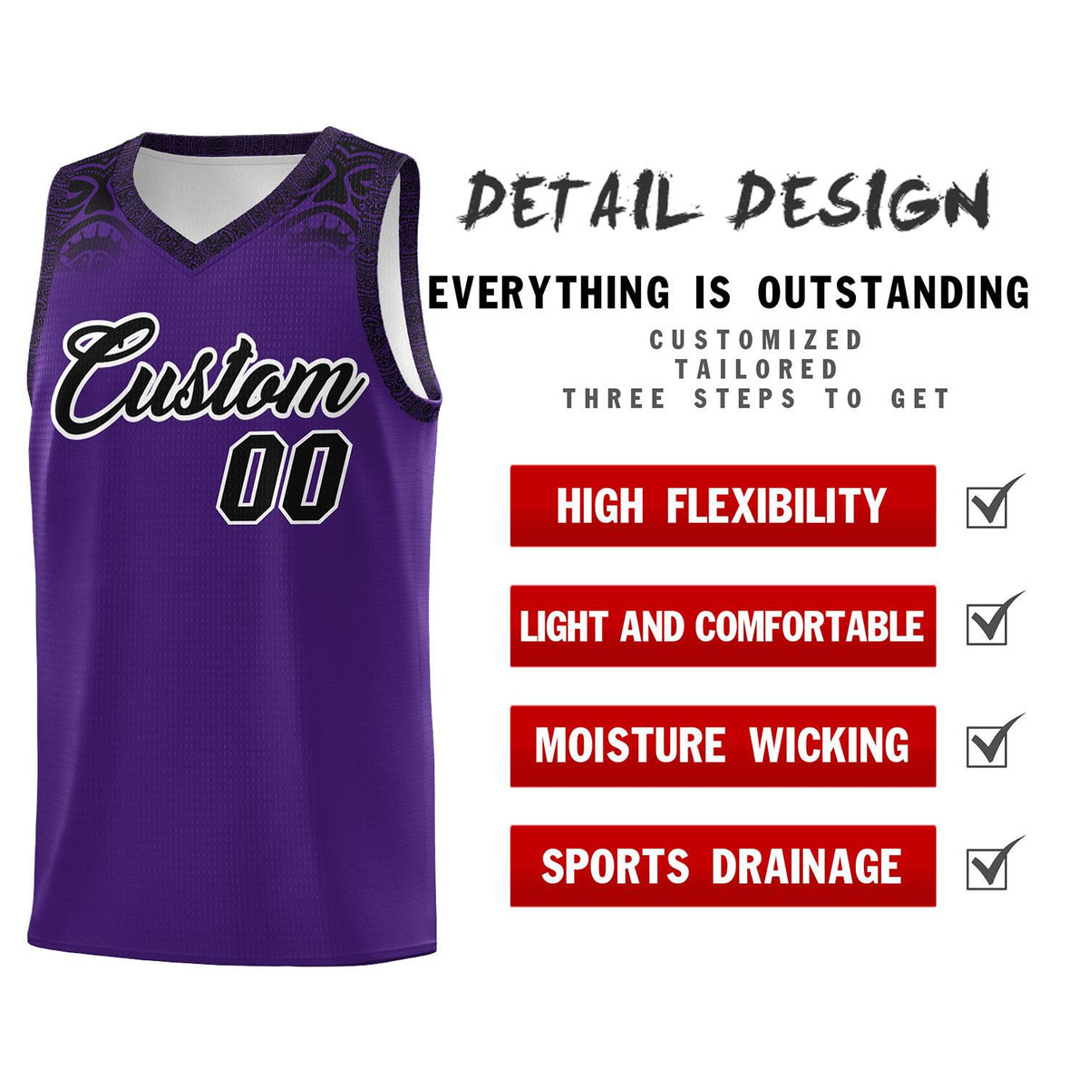 Custom Purple Black Personalized Indians Print Sets Sports Uniform Basketball Jersey Limited