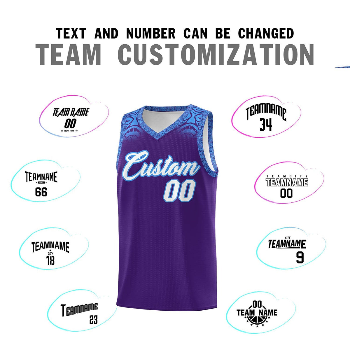 Custom Purple Powder Blue Personalized Indians Print Sets Sports Uniform Basketball Jersey Limited