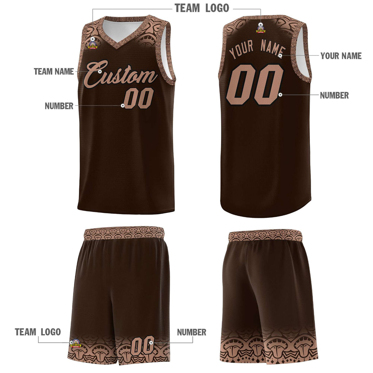Custom Brown Teabrown Personalized Indians Print Sets Sports Uniform Basketball Jersey Limited