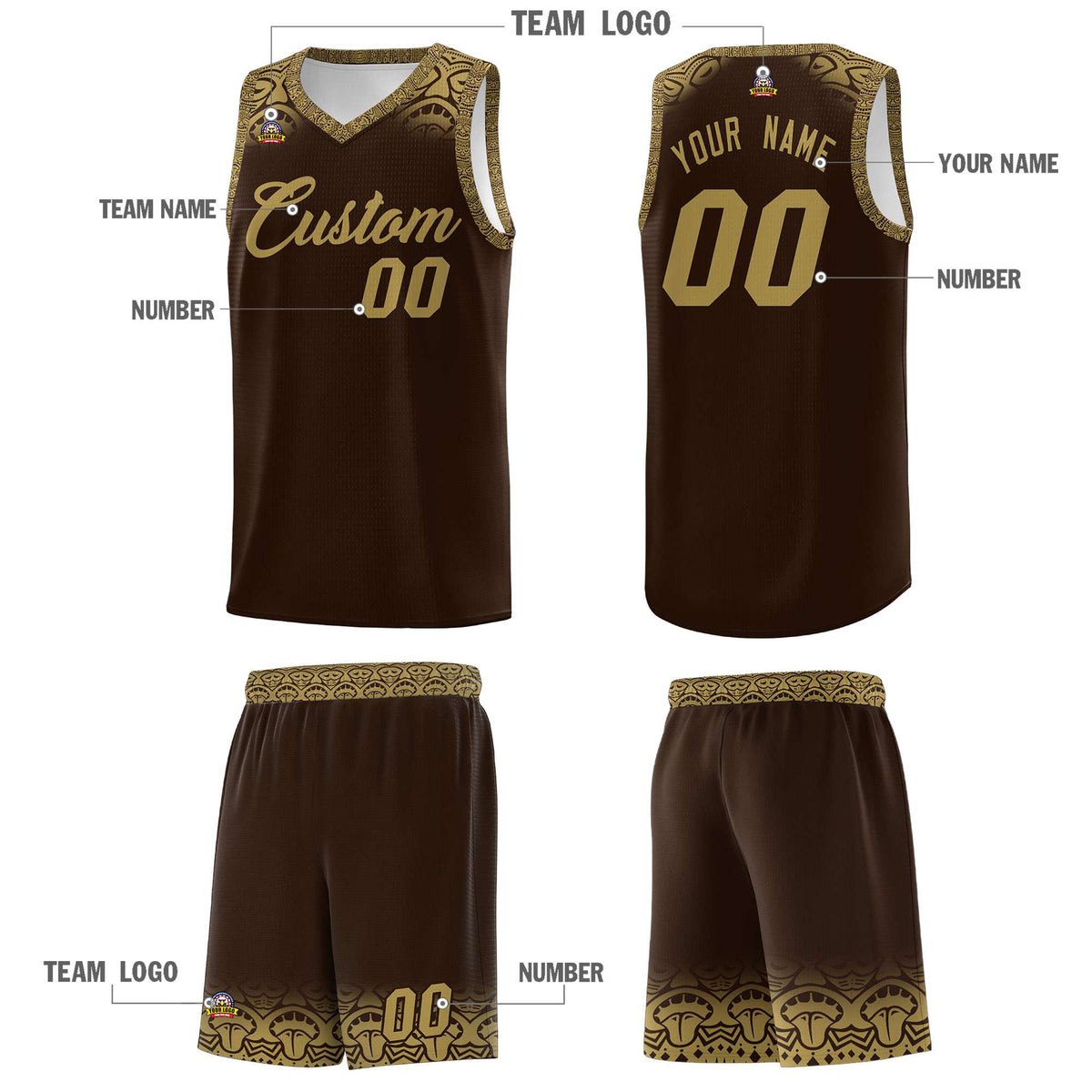 Custom Brown Desert Yellow Personalized Indians Print Sets Sports Uniform Basketball Jersey Limited