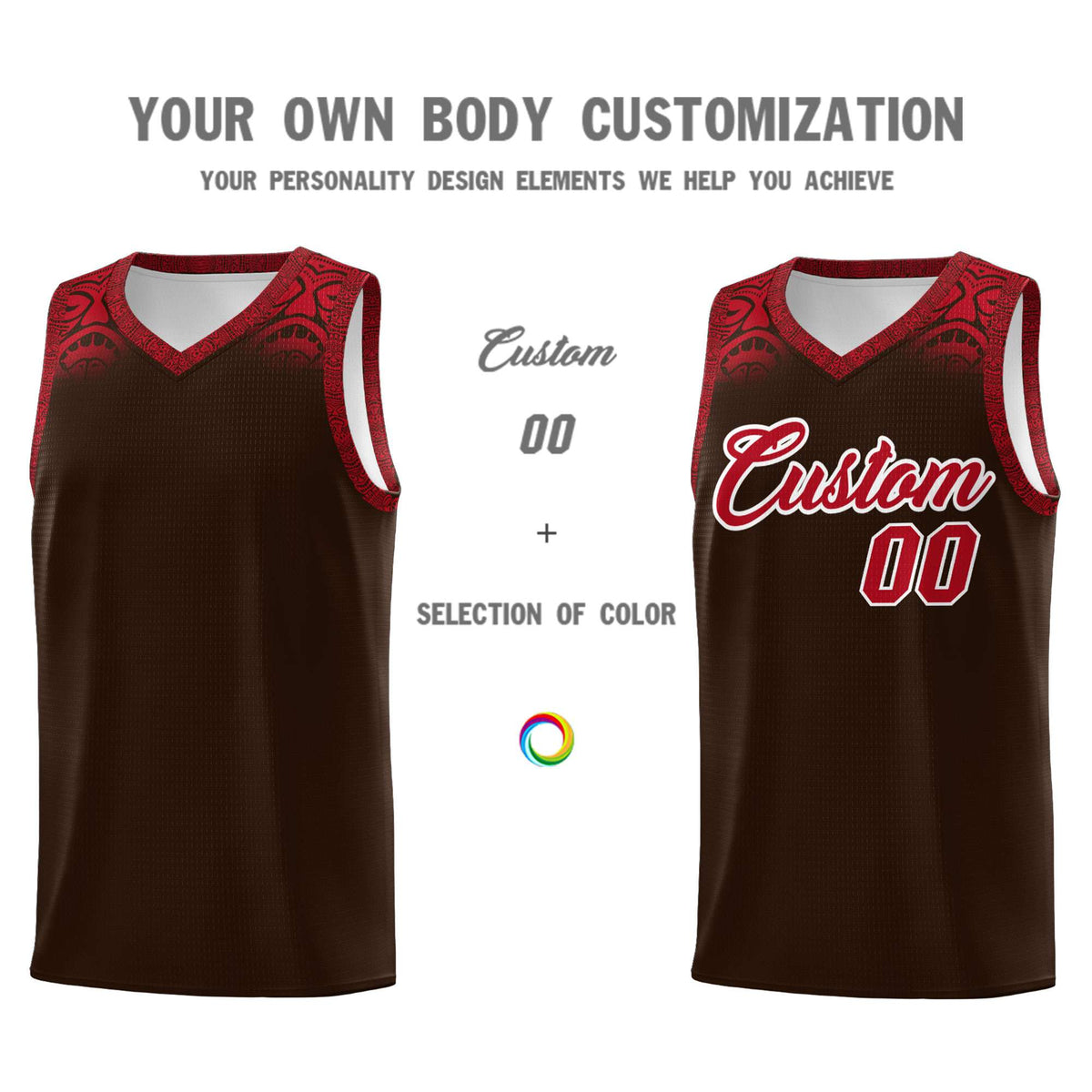 Custom Brown Red Personalized Indians Print Sets Sports Uniform Basketball Jersey Limited