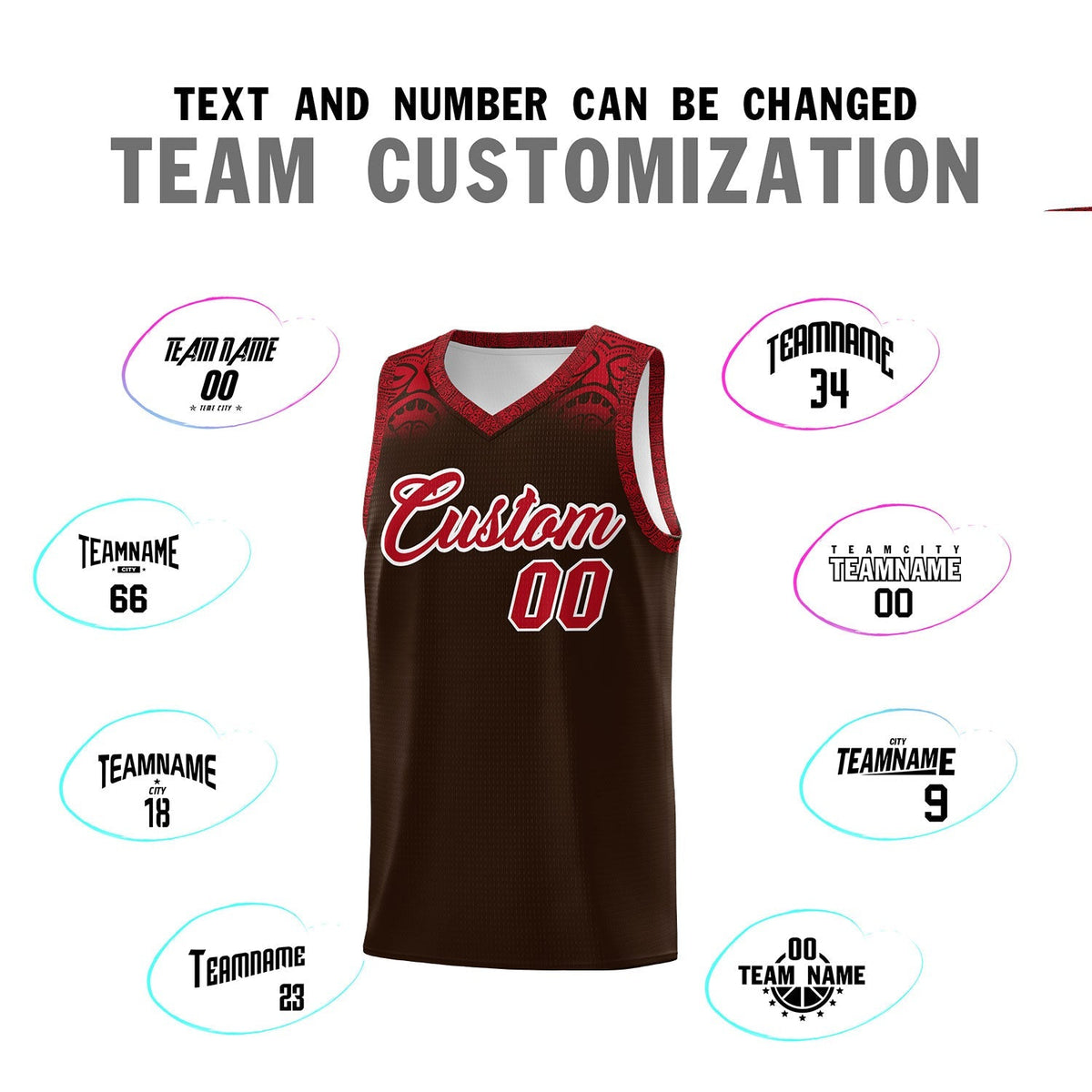 Custom Brown Red Personalized Indians Print Sets Sports Uniform Basketball Jersey Limited