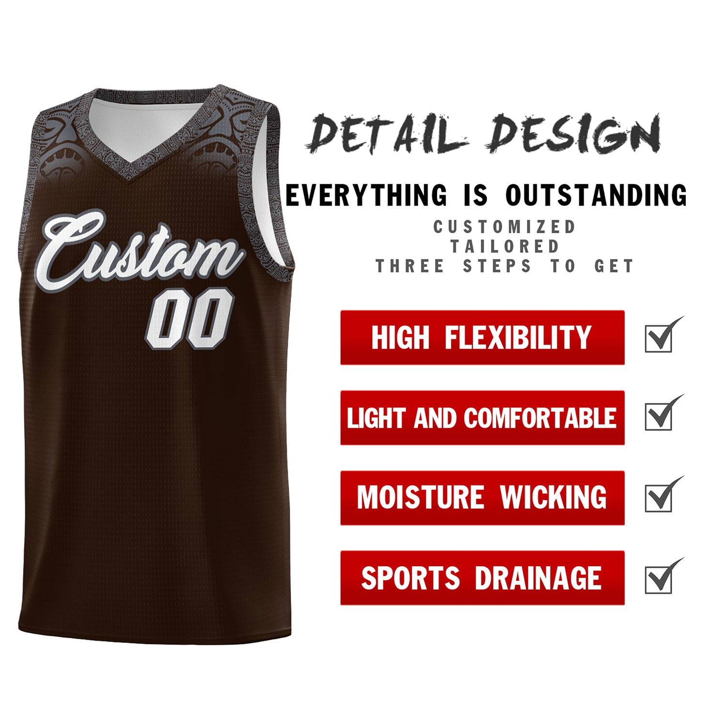 Custom Brown Dark Gray Personalized Indians Print Sets Sports Uniform Basketball Jersey Limited