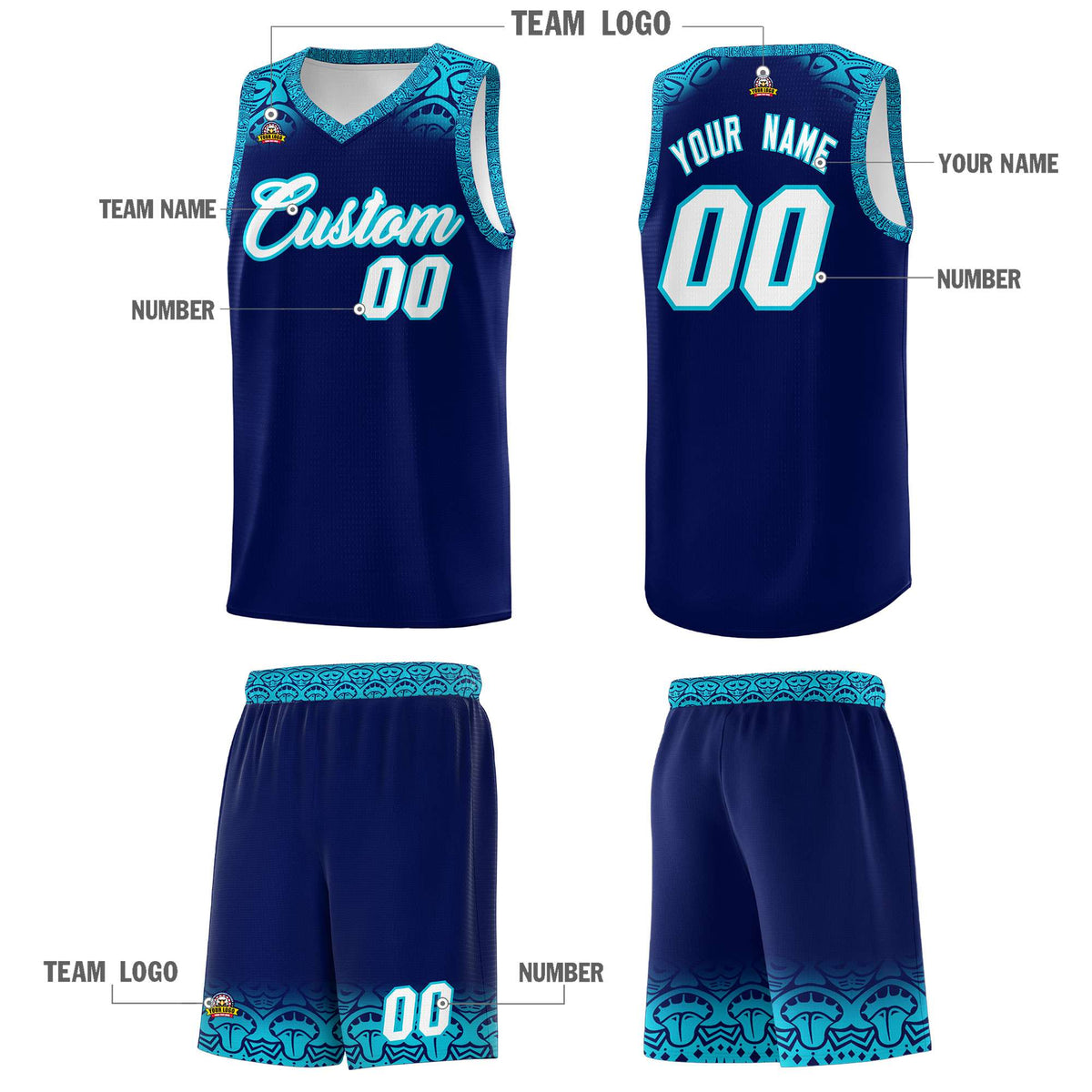 Custom Royal Sky Blue Personalized Indians Print Sets Sports Uniform Basketball Jersey Limited