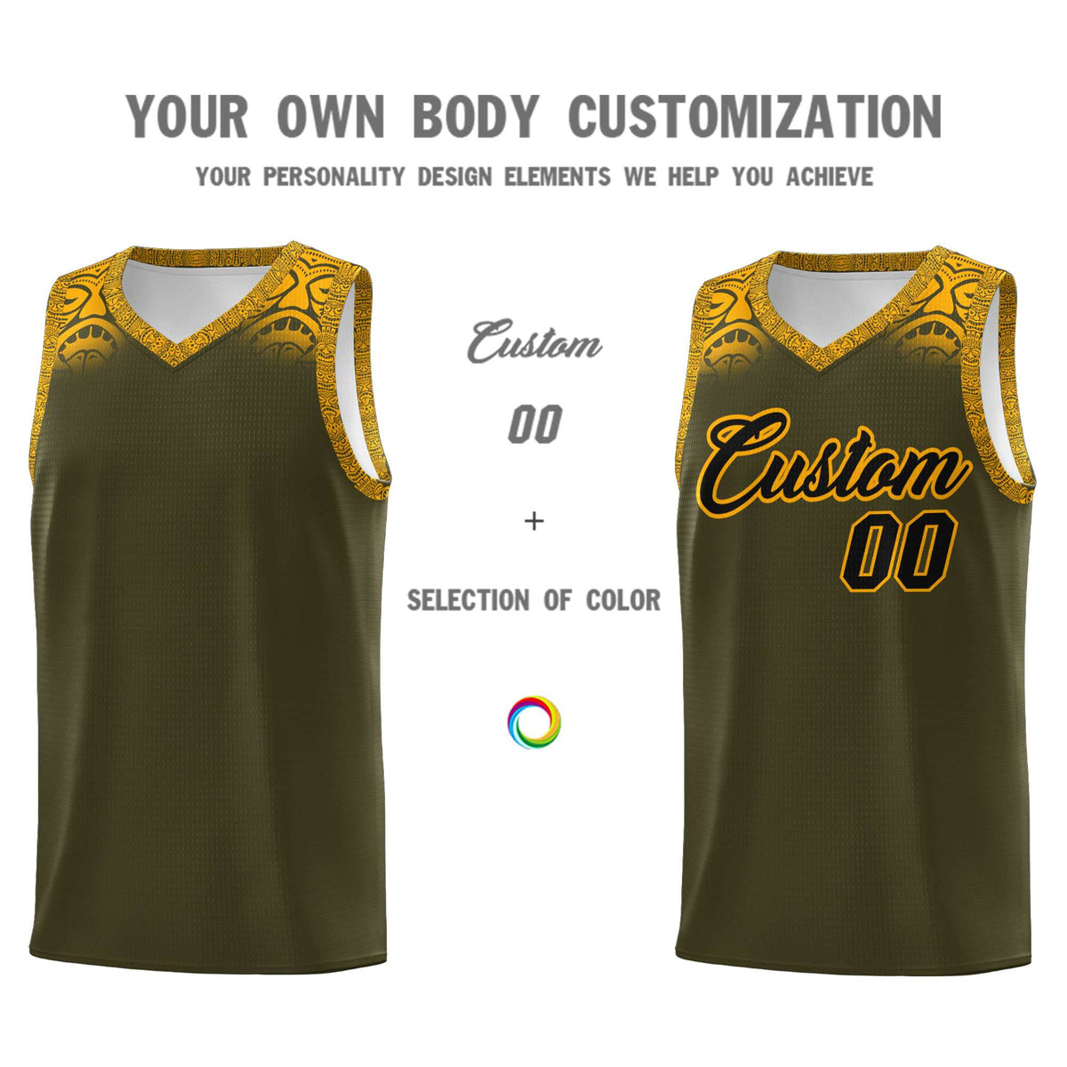 Custom Olive Yellow Personalized Indians Print Sets Sports Uniform Basketball Jersey Limited