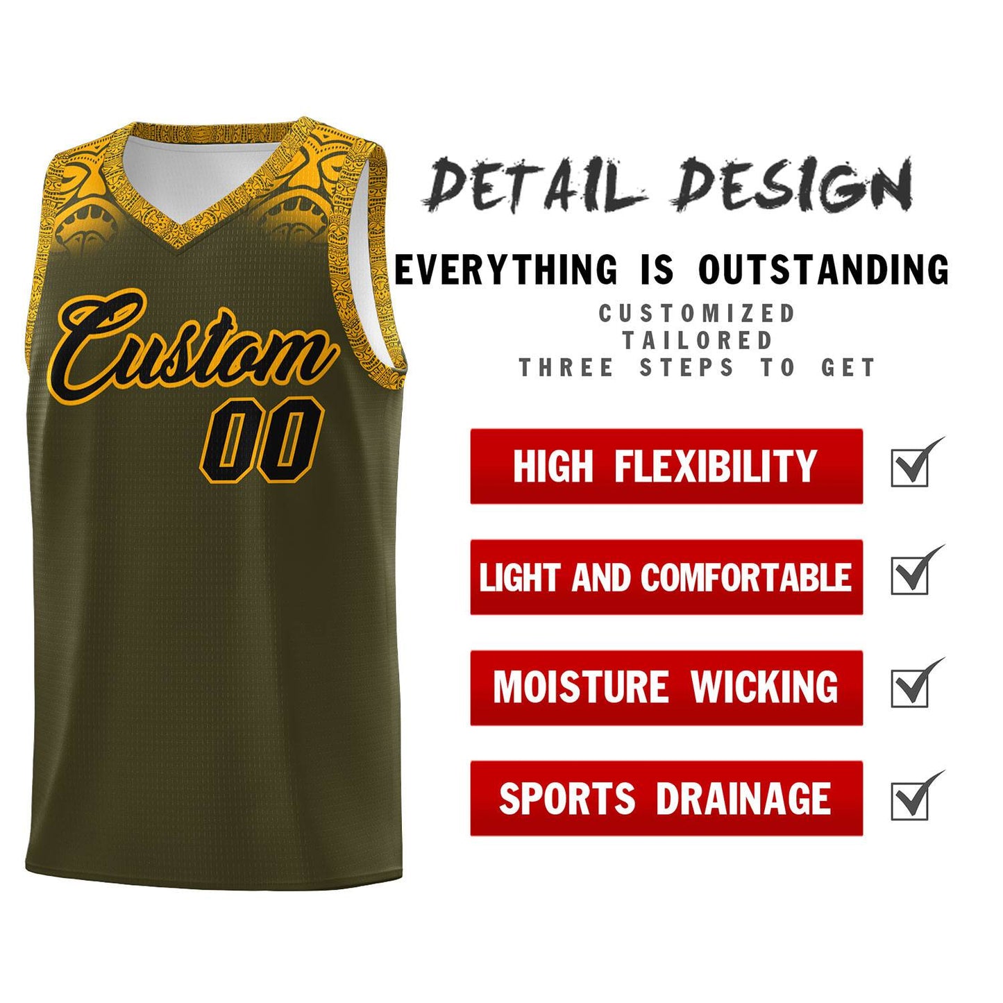 Custom Olive Yellow Personalized Indians Print Sets Sports Uniform Basketball Jersey Limited