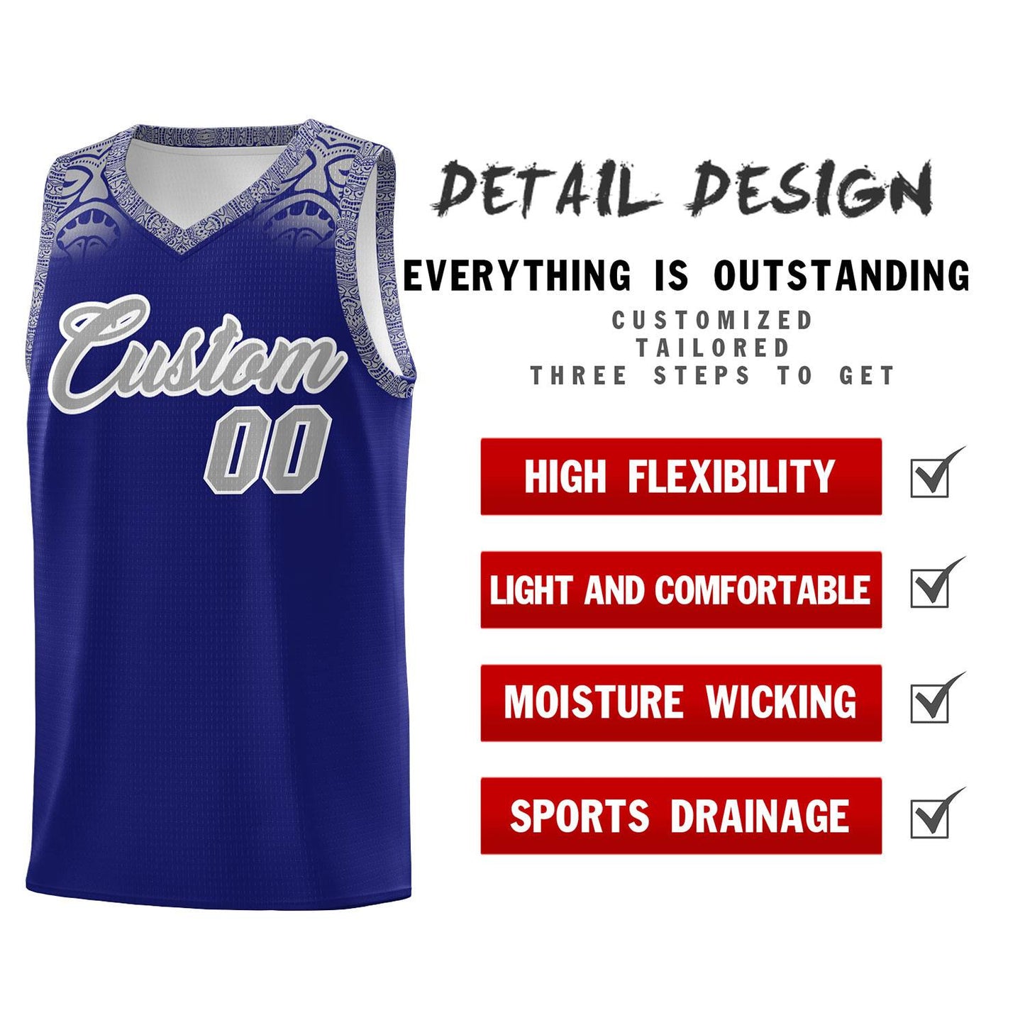 Custom Royal Gray Personalized Indians Print Sets Sports Uniform Basketball Jersey Limited