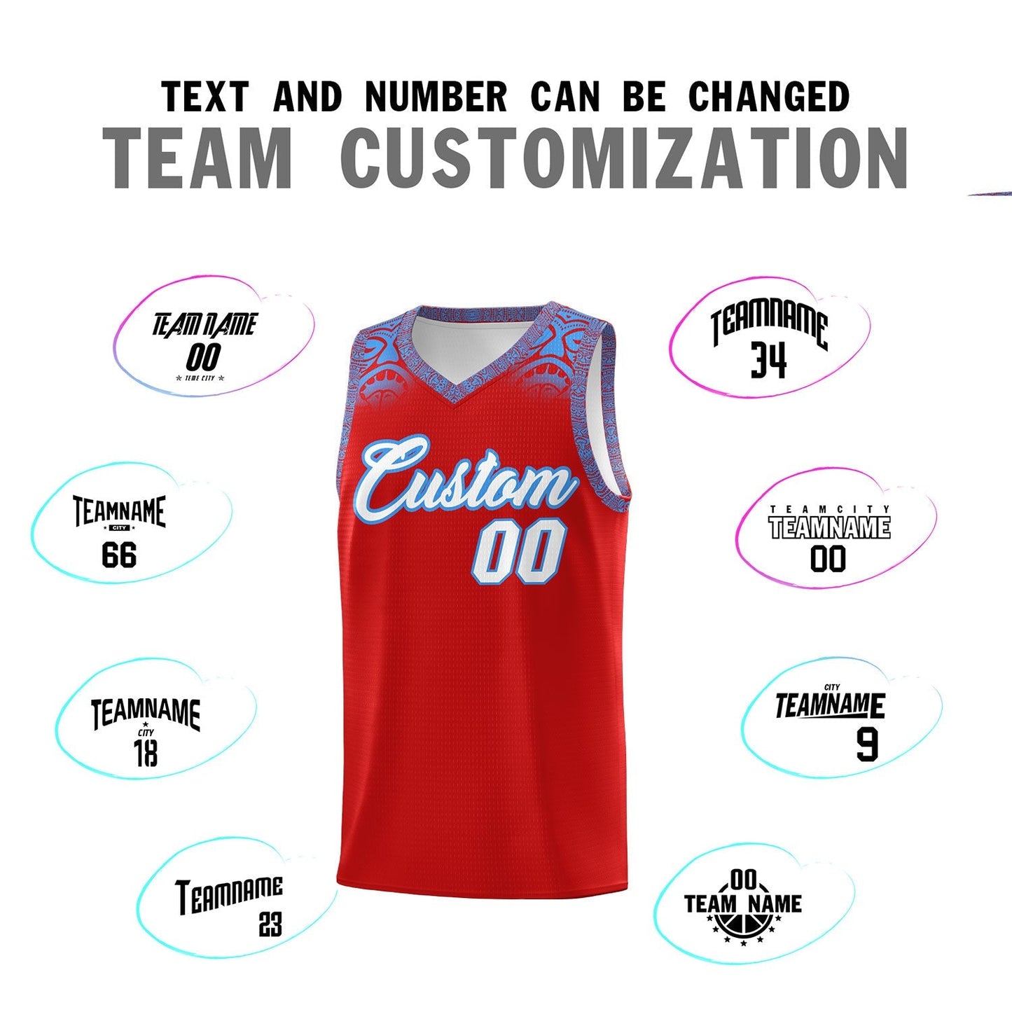 Custom Red Powder Blue Personalized Indians Print Sets Sports Uniform Basketball Jersey Limited