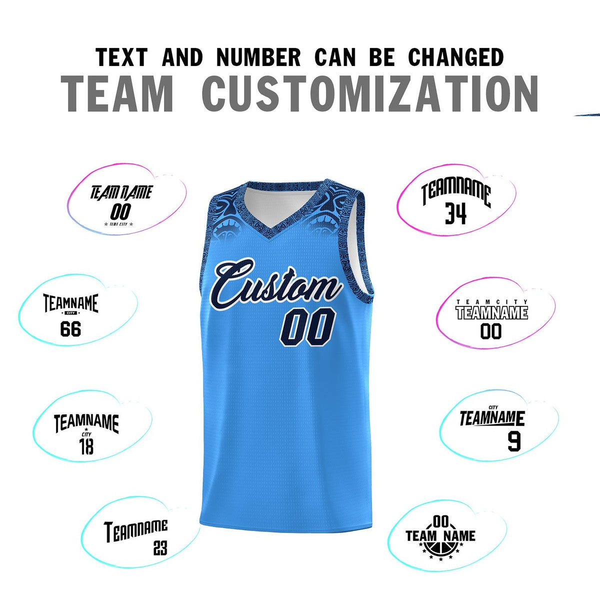 Custom Powder Blue Black Personalized Indians Print Sets Sports Uniform Basketball Jersey Limited