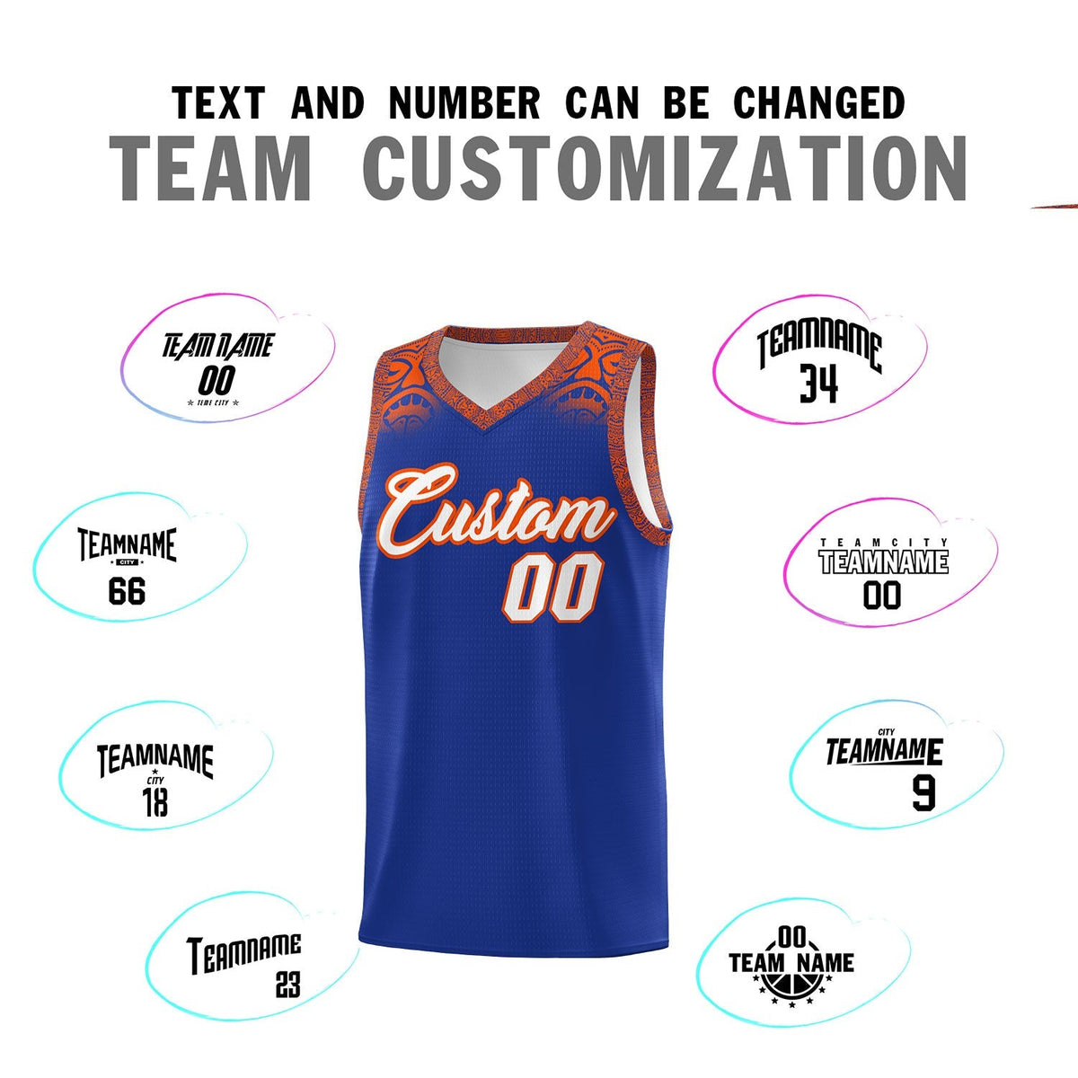 Custom Royal Orange Personalized Indians Print Sets Sports Uniform Basketball Jersey Limited