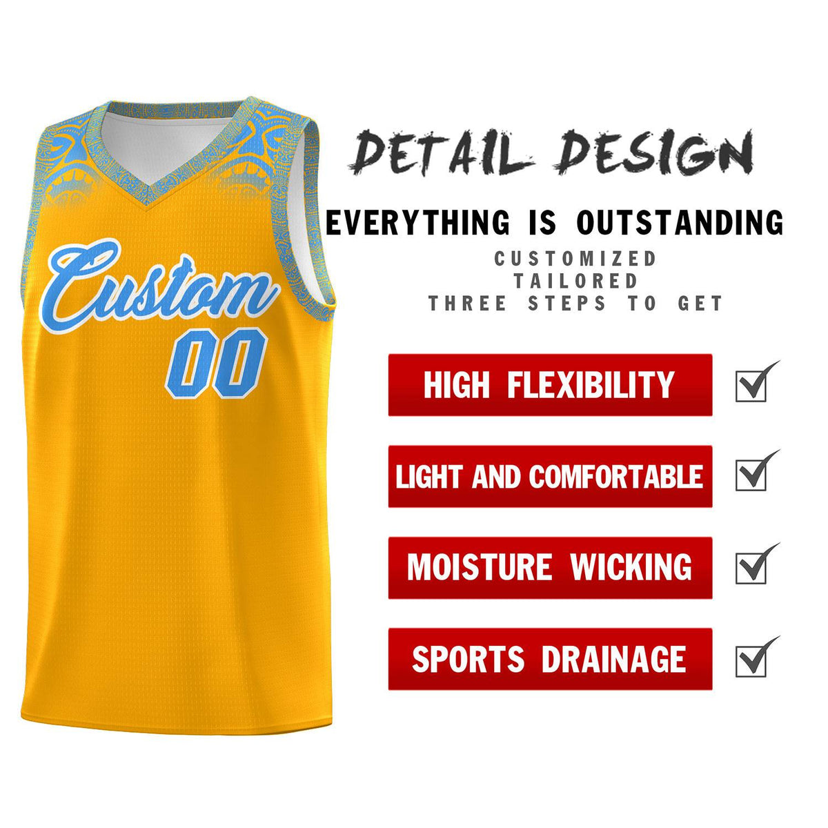 Custom Yellow Powder Blue Personalized Indians Print Sets Sports Uniform Basketball Jersey Limited